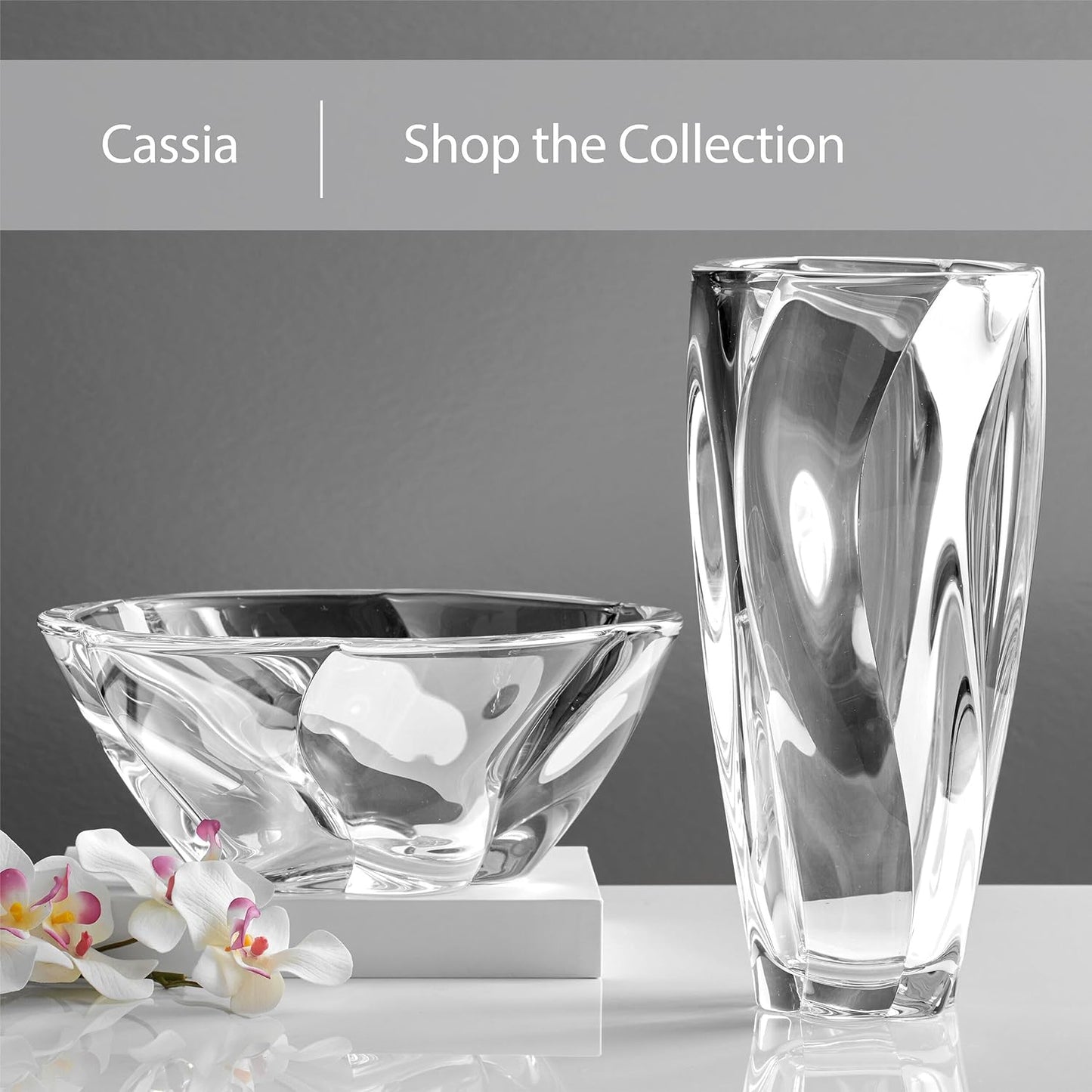 Mikasa Cassia Crystal Glass Vase, 12 Inch