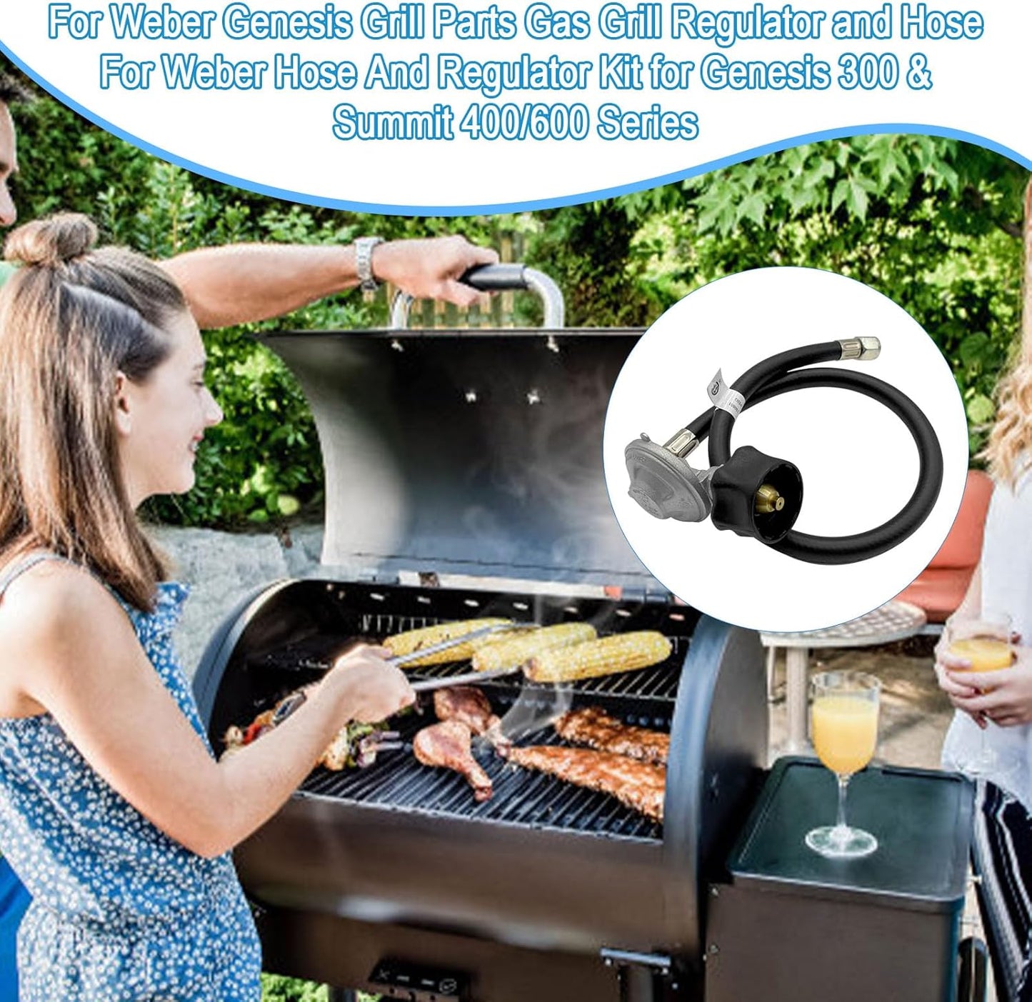 Upgraded for Weber Hose and Regulator kit, for Genesis 300 & Summit 400/600 Series for Weber Grill Regulator and Hose, for Genesis and Summit Series Gas Grills Including Silver Gold Platinum.