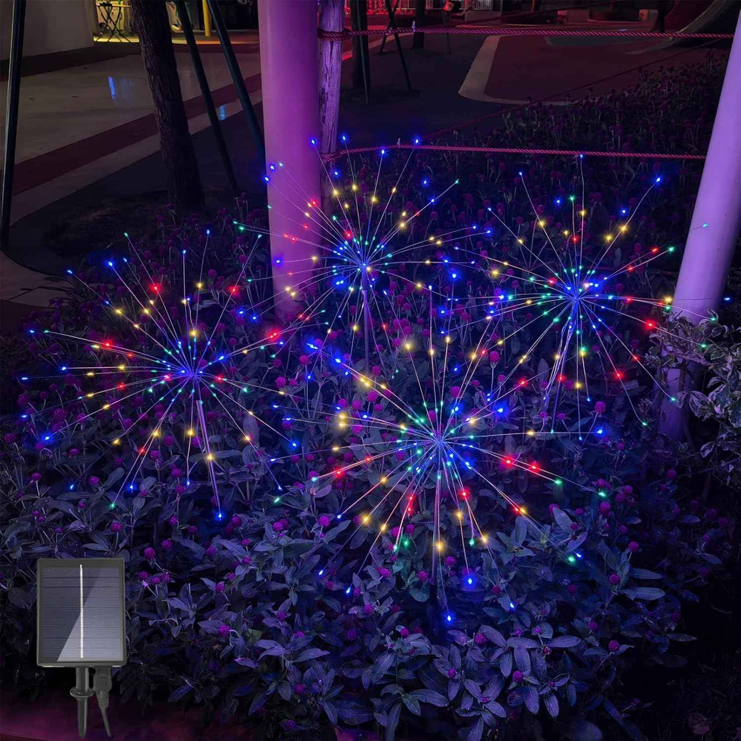 Solar Garden Firework Lights Outdoor, 4 Pack 360 LED 8 Lighting Modes Waterproof Landscape Decorative Sparklers Twinkling Starburst Lights for Yard Pathway Walkway Christmas, Colorful
