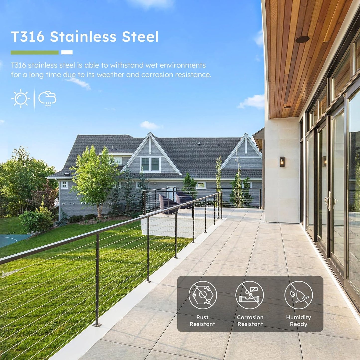 1200FT 1/8" T316 Stainless Steel Cable, Wire Rope Aircraft Cable for Deck Cable Fence Railing Kit, and DIY Balustrades, 7x7 Strands Construction, Comes with a Cutter