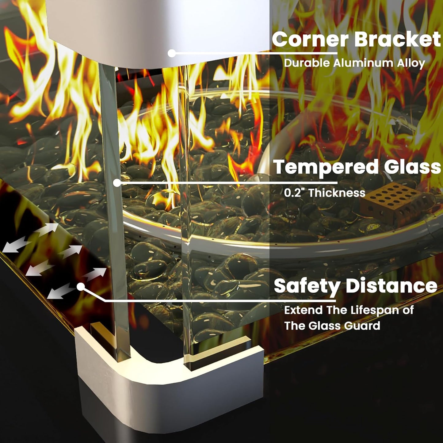 Propane Outdoor Fire Pit Table, 28" Rattan Square Fire Pit Table, Outdoor Gas FirePit W/Glass Wind Guard, Tempered Glass Tabletop, Lid, CSA Listed, 50,000 BTU, Outside Patio Deck & Garden, Brown