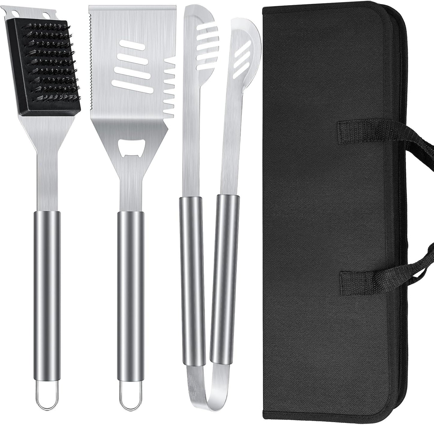 BBQ Grill Tools Set 16-inch Heavy Duty, 3 Pcs - Barbecue Utensils Kit for Camping, Kitchen, Outdoor Cooking,Suitable as a Gift for Men, Fathers, Friends