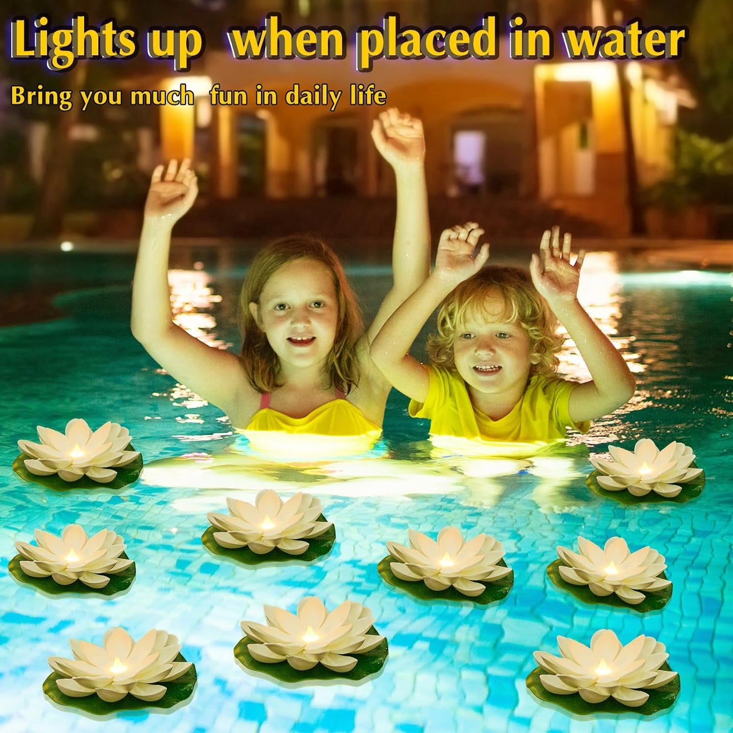 Liliful 36 Pcs Diwali Lotus Decoration Floating Lights Lotus Artificial Floating Flowers for Pool with LED Lights Battery Operated for Indian Puja Ganesh chaturthi Diwali(5.91 Inch,White)