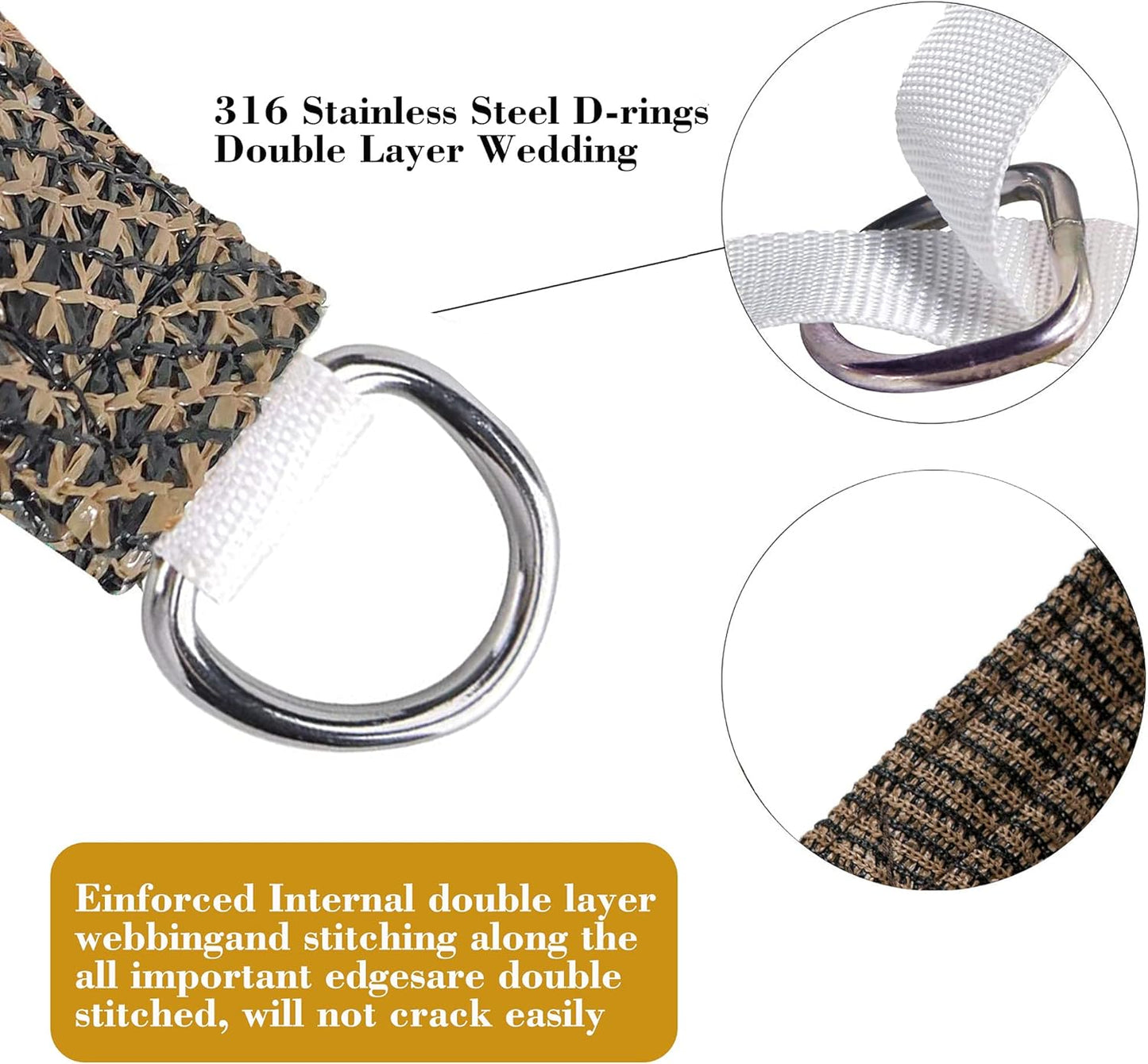 13' x 13' Brown Square Sun Shade Sail SSP1212 Canopy Durable Fabric UV Block Awning,We Make Custom Orders