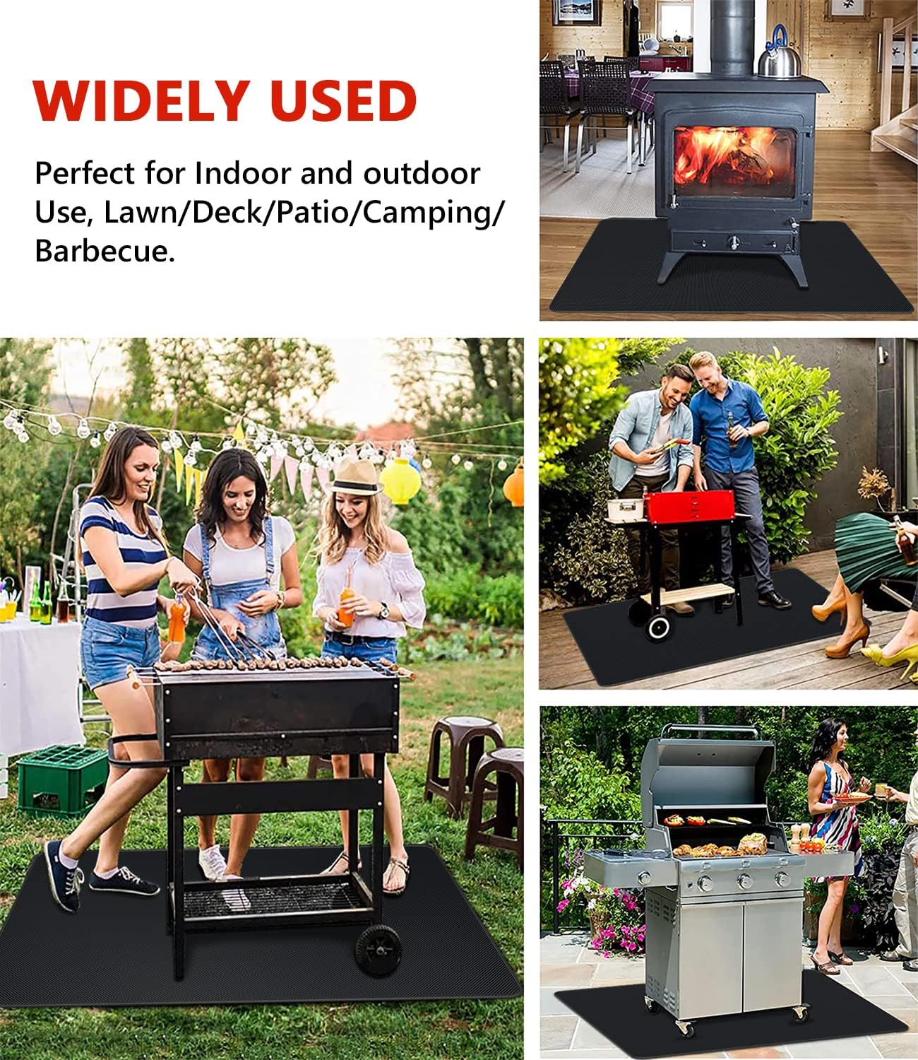 Protebox 60 x 40 inch Under Grill Mats for Outdoor Grill, Double-Sided Fireproof Deck and Patio Protector Mat, Waterproof Oil-Proof BBQ Floor Pad Indoor Fire Pit Fireplace Mat