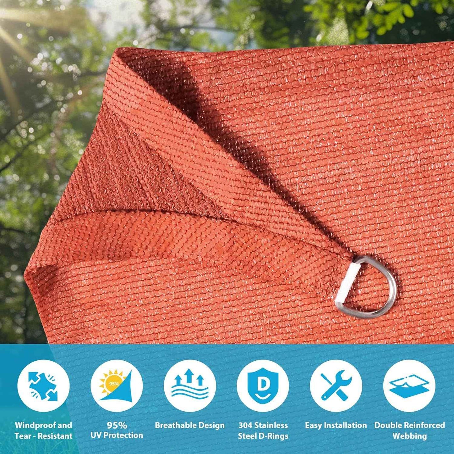 Amagenix Sun Shade Sail 12'X12' Curved Edge Outdoor Shade Canopy Rust Red Breathable 95% UV Block Shade Cloth for Patio Garden Backyard (We Make Custom Size)