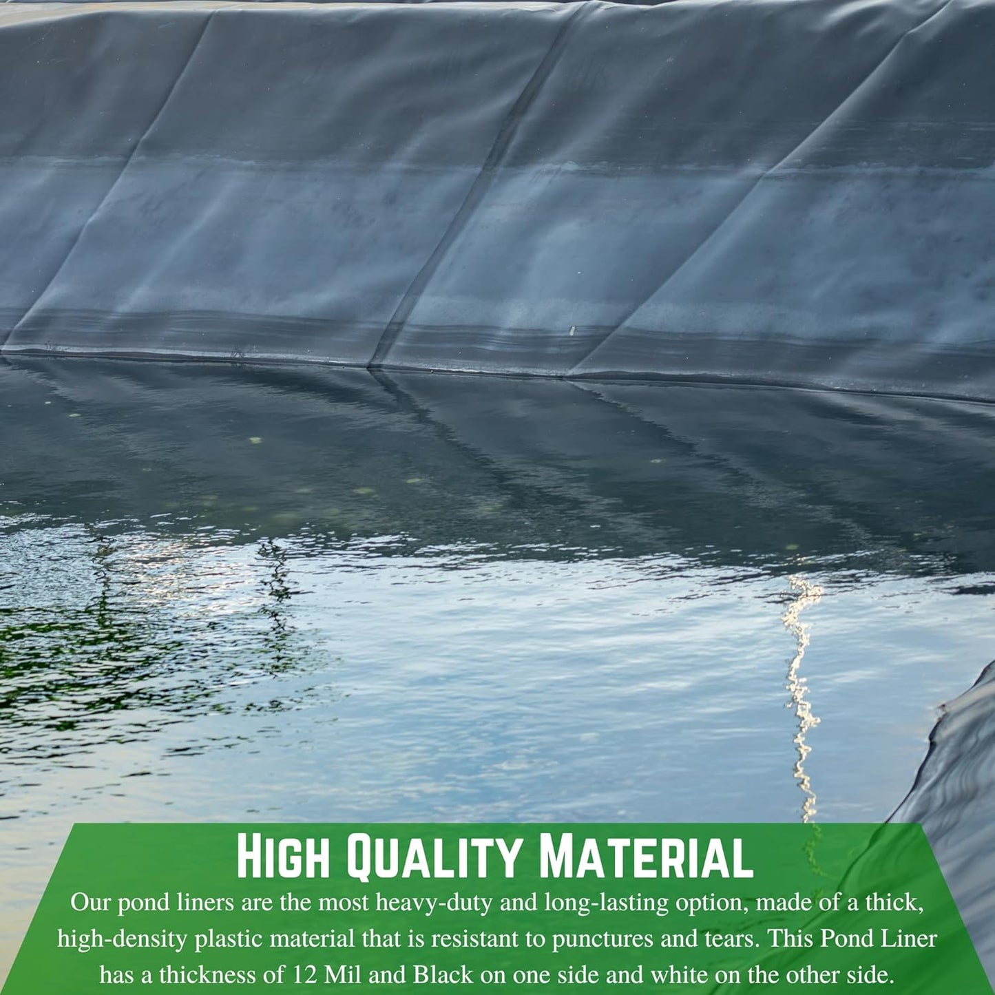 Farm Plastic Supply - 12 Mil String Reinforced Black/White Pond Liner - 12 Mil Fish Pond HDPE Liner, Pond Liners for Outdoor Ponds, Koi Ponds, Garden Fountain, Containment Liner (6' x 80')