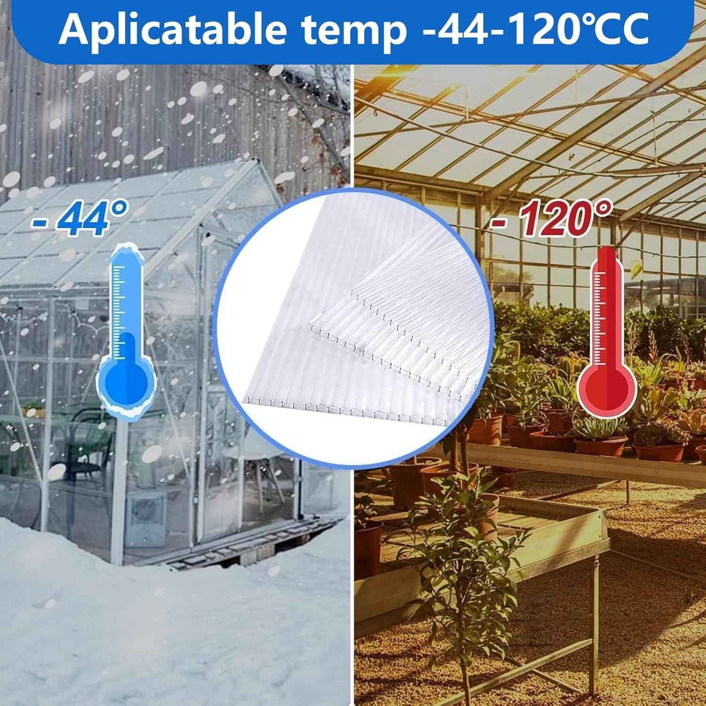 DGSL 14 Pcs Polycarbonate Greenhouse Panels, 6' x 2' x 0.24'' Twin-Wall Panels, Polycarbonate Sheet for All Weather Outdoor Garden and Greenhouse Covering