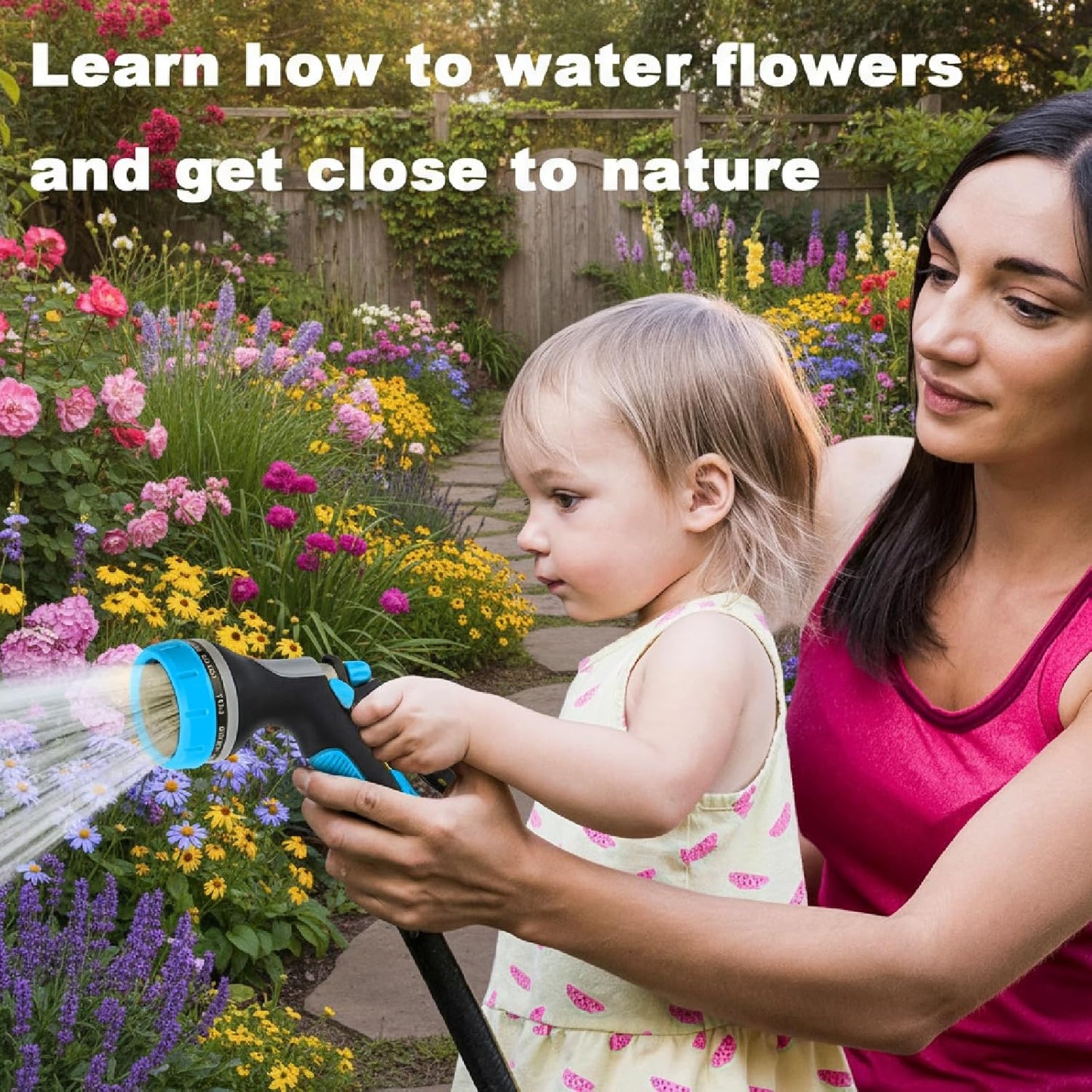 Garden Hose Nozzle with Adjustable 10 Watering Patterns, Water Hose Nozzle Sprayer with Slip Resistant,High Pressure Garden Hose Spray Nozzle for Plants & Lawns Watering,Car Washing and Pet Showering