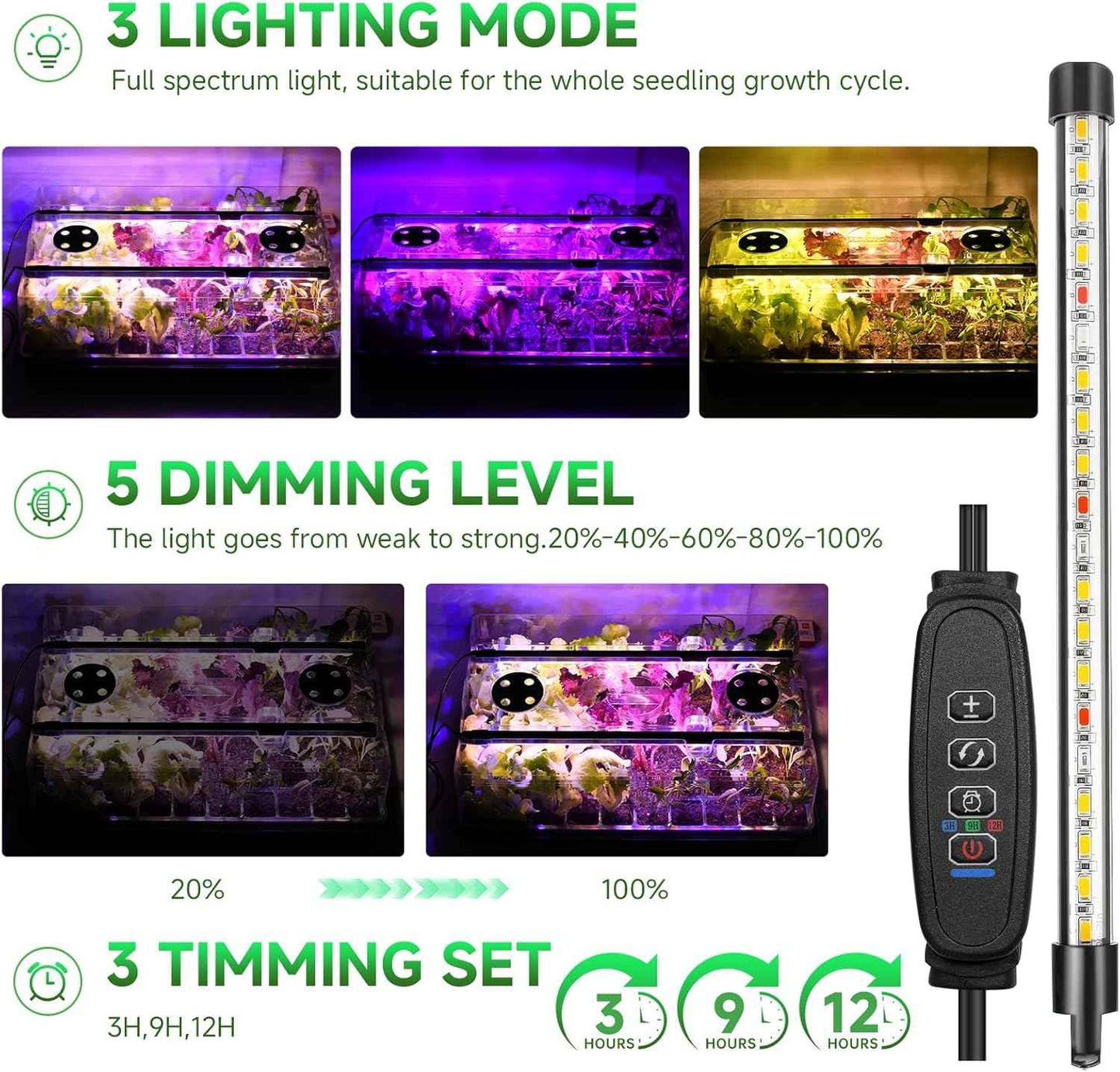 Adawook Seed Starter Trays with Grow Lights, Color Change Grow Lights for Seed Starting Kit, 3 Timming Set, Indoor Plant Growing Kit for Gardeners, Germination Trays Kits, Gardening Gifts (60 Cells)