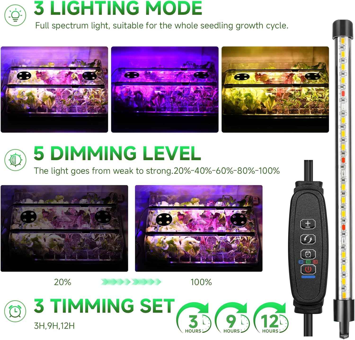 Adawook Seed Starter Trays with Grow Lights, Color Change Grow Lights for Seed Starting Kit, 3 Timming Set, Indoor Plant Growing Kit for Gardeners, Germination Trays Kits, Gardening Gifts (60 Cells)