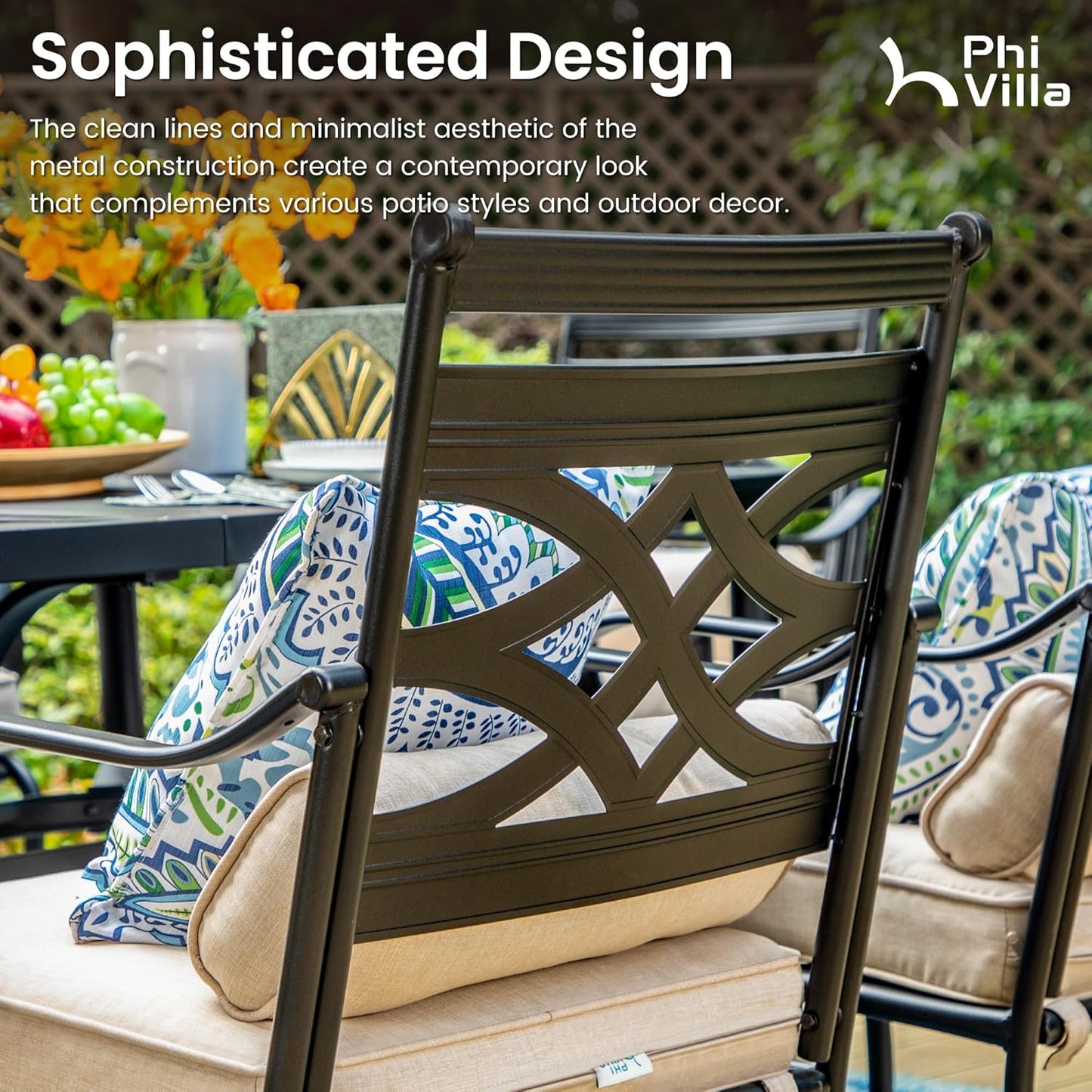 PHI VILLA 5 Piece Patio Bar Set,Outdoor Bar Table and Chairs Set, Strong and Heavy Duty Outdoor Bar Set with Cushion and Pillow，4PC Swivel Bar Stools with Rectangular Bar Height Table