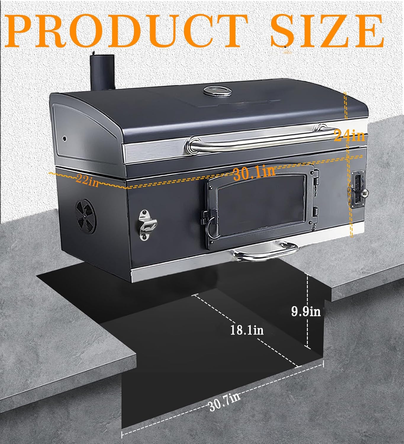 Built In Charcoal Grill Large Charcoal BBQ Grills with 480 Square Inches Oversize Cooking Area, Outdoor Cooking Grill with Charcoal Trays for Backyard, Patio and Parties