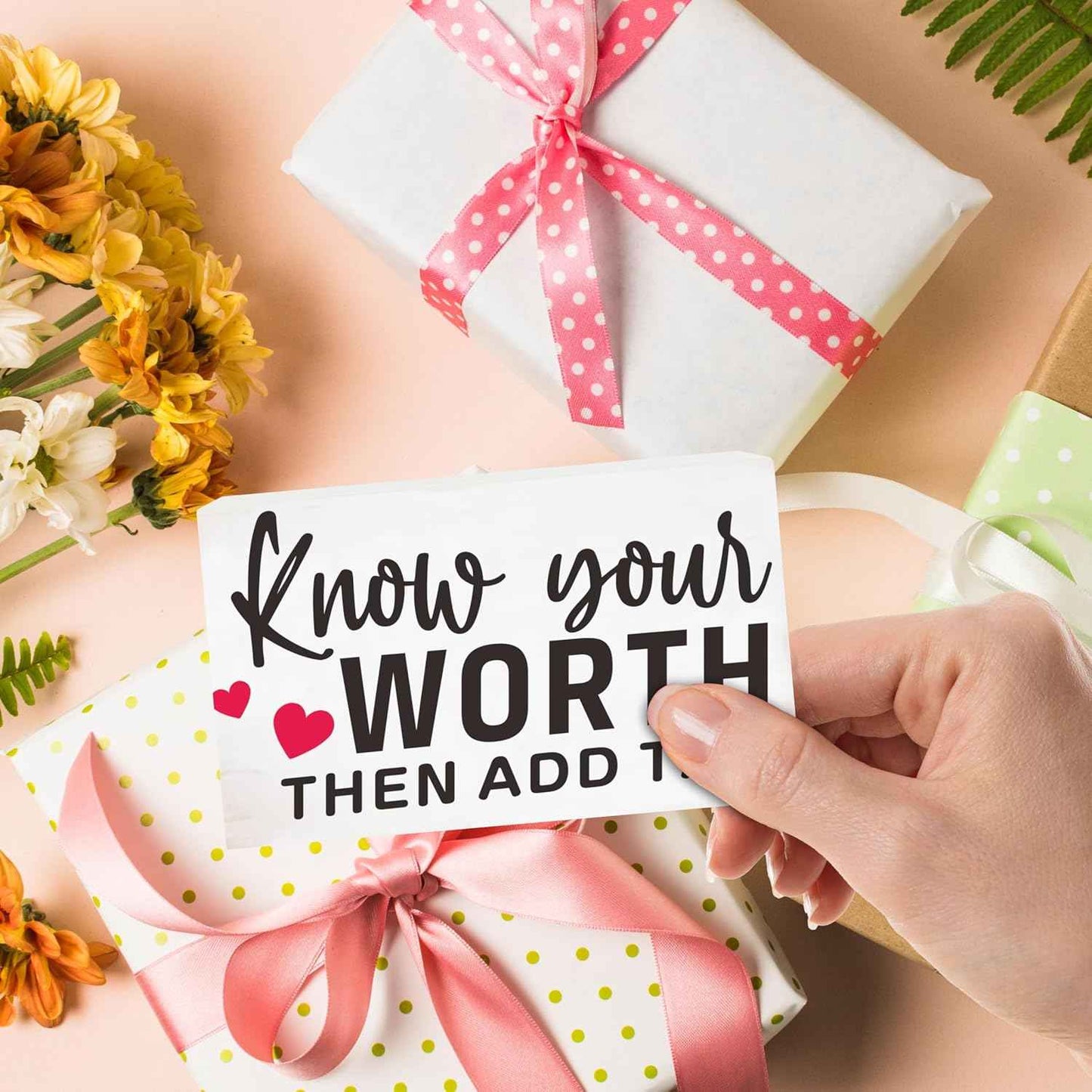 Rustic Pine Wood Block Sign - Know Your Worth Then Add Tax - Decorative Wooden Plaque For Desk Top, Shelf, Living Room, Gift For Friends, Home & Office Decorations(4 X 6 Inches) - D01