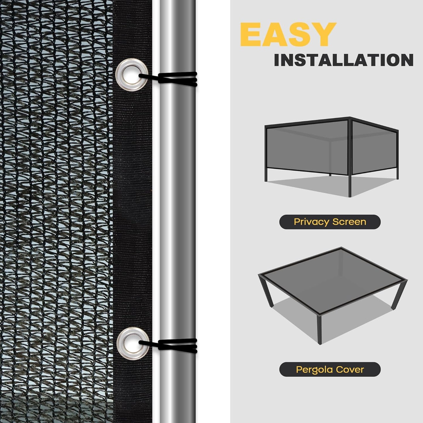 VICLLAX 90% Shade Cloth, 16x16FT Durable Black Mesh Trap with Every 3 FT Grommet, Sun Shade Fabric Netting for for Plants Cover, Greenhouse, Chicken Coop, Barn Kennel, Garden Patio