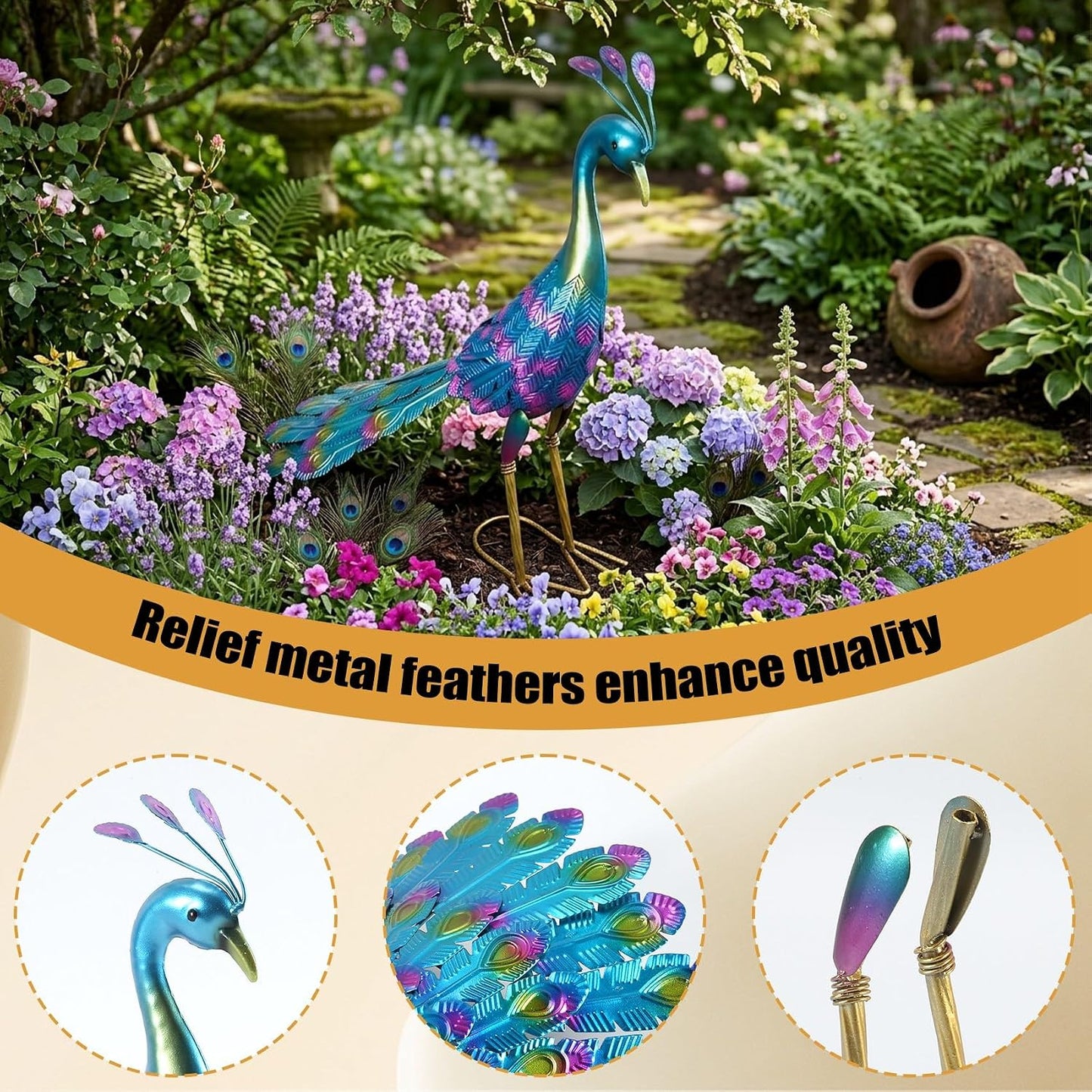 1 Piece Metallic Statue Outdoor Garden, Patio, Deck, Porch-Yard Art Decoration Metal