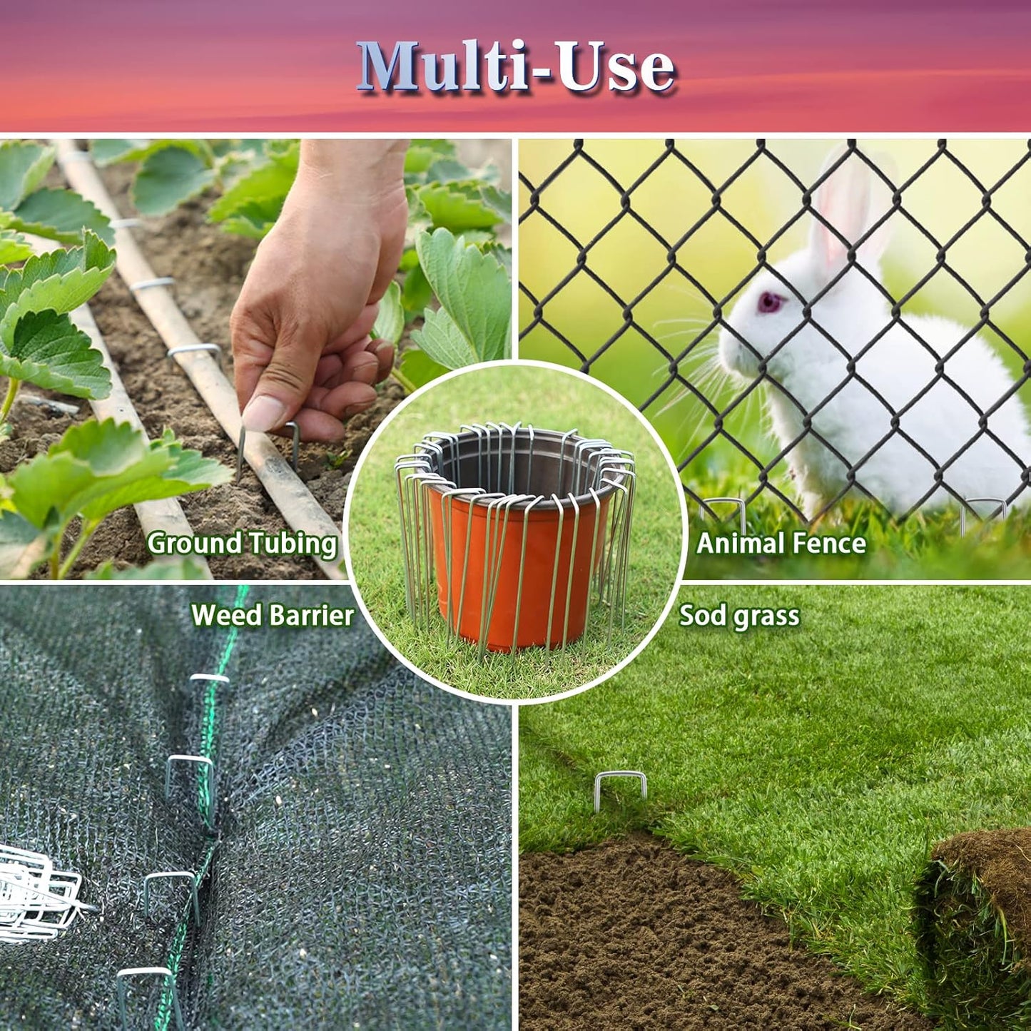 Gtongoko 50 Pack Galvanized Landscape Staples, Garden Stakes, Tent Stakes, Plant Cover Stakes 6 Inch for Landscaping Securing Weed Barrier Fabric, Irrigation Tubing, Holding Fence