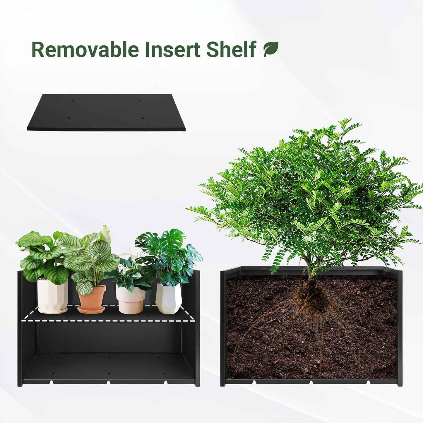 Metal Planter Box 30” x 12” x 16”, Heavy Duty Tall Rectangle Planter Box with with Drainage Holes & Rust-Proof Coating, Modern Outdoor/Indoor Black Planter Box for Porch, Garden, Patio, Yard