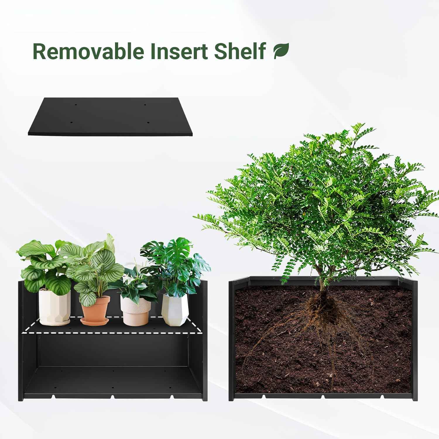 Metal Planter Box 30” x 12” x 16”, Heavy Duty Tall Rectangle Planter Box with with Drainage Holes & Rust-Proof Coating, Modern Outdoor/Indoor Black Planter Box for Porch, Garden, Patio, Yard