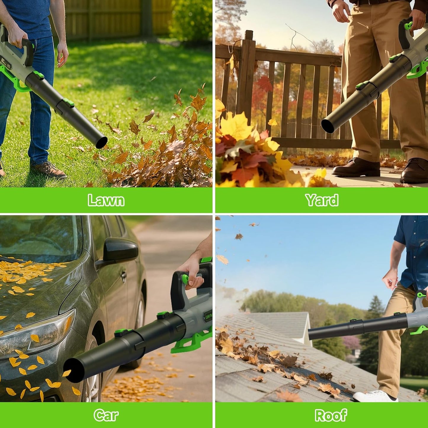 Leaf Blower Cordless with 2× 5.0Ah Batteries and Charger, 21V Electric, Lightweight Battery Powered Blowers for Lawn Care, Yard, Patio Cleaning, Blowing Leaves & Dust