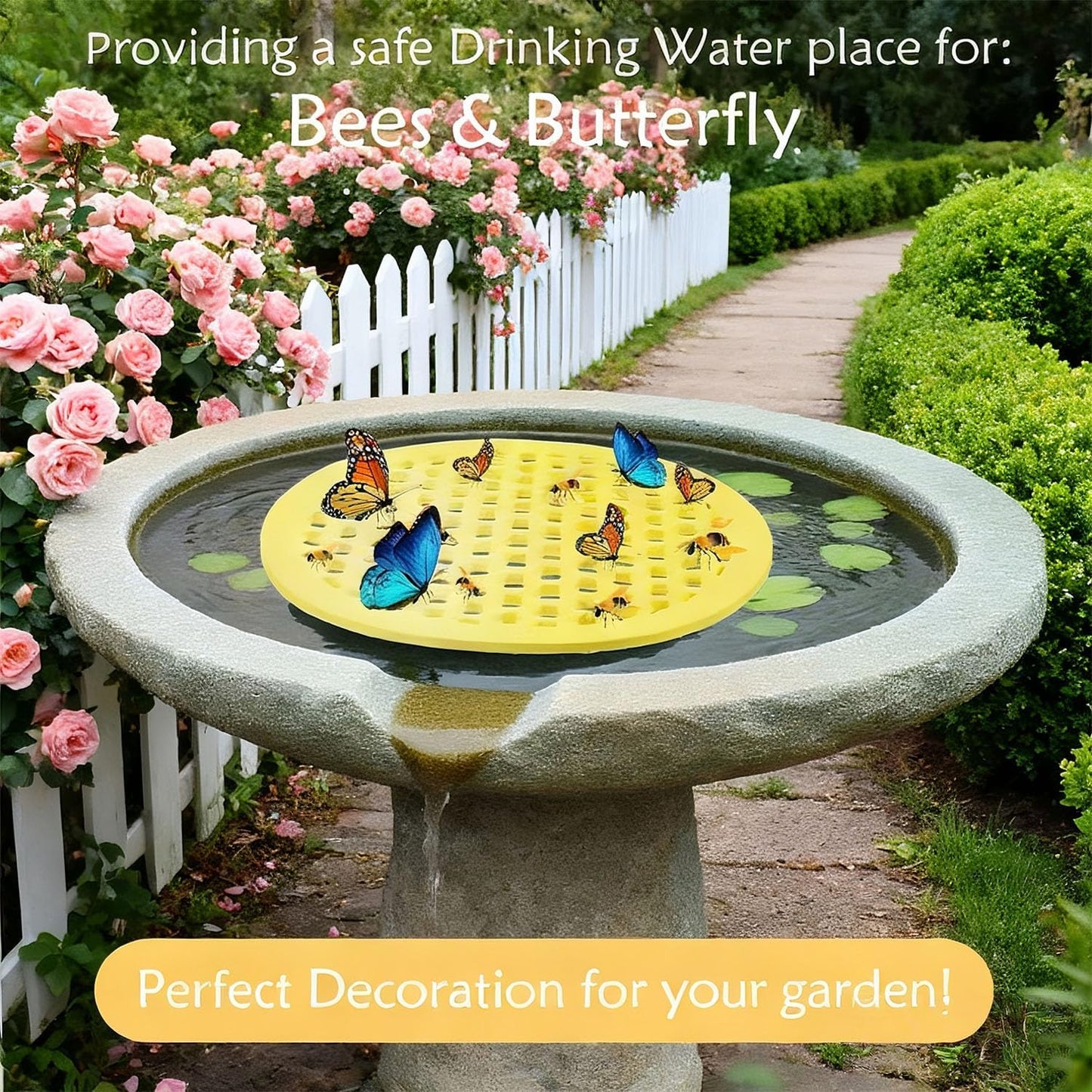 4 Pack Floating Bee Watering Station for Garden, Butterfly Feeder Bee Waterer Wildlife Baths Pollinator, Outdoor Pool & Garden Decor(Classic Round)