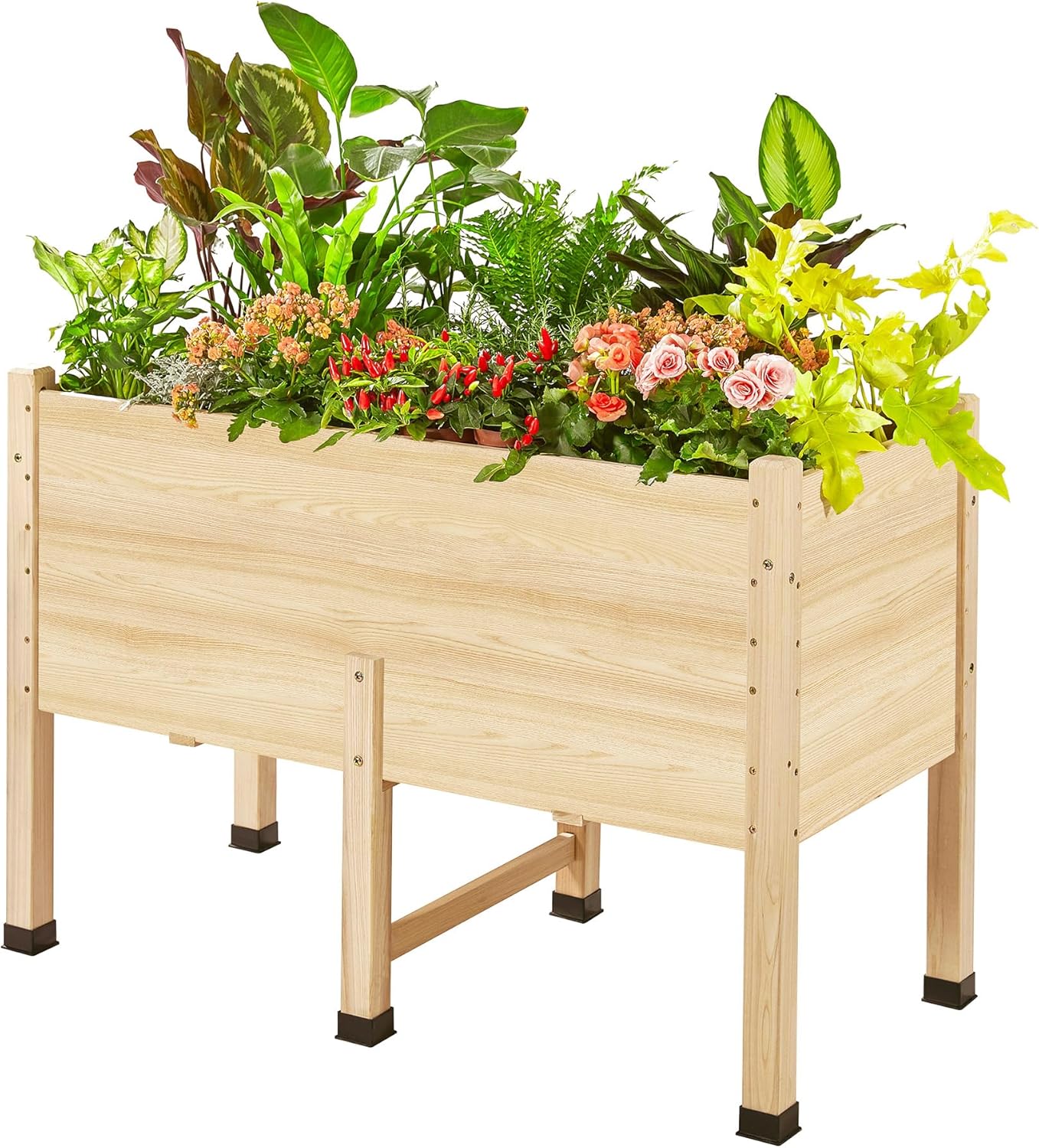 AMERLIFE 4x2 Ft Raised Garden Bed - Features Legs, Drainage Holes, 16 Inch Depth Ideal for Vegetables, Flowers, Herbs, Elevated Wood Planter Box for Balcony, Patio, and Backyard, Easy Assembly