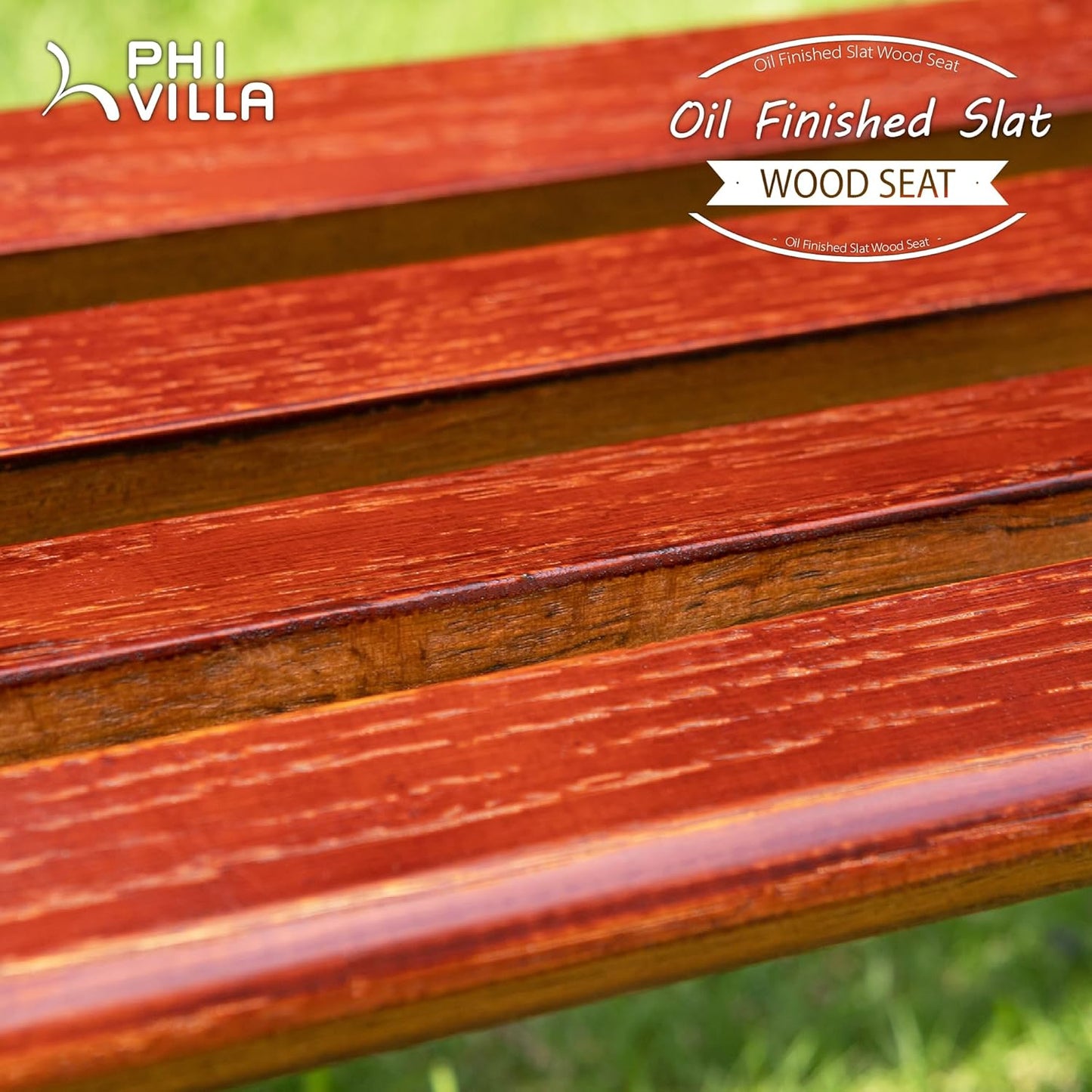 PHI VILLA Outdoor Garden Bench for Children, 33”L Small Metal Bench with Wood Clearance Seating & Floral Pattern Back for Patio, Lawn, Balcony, Backyard, Porch and Indoor - Black