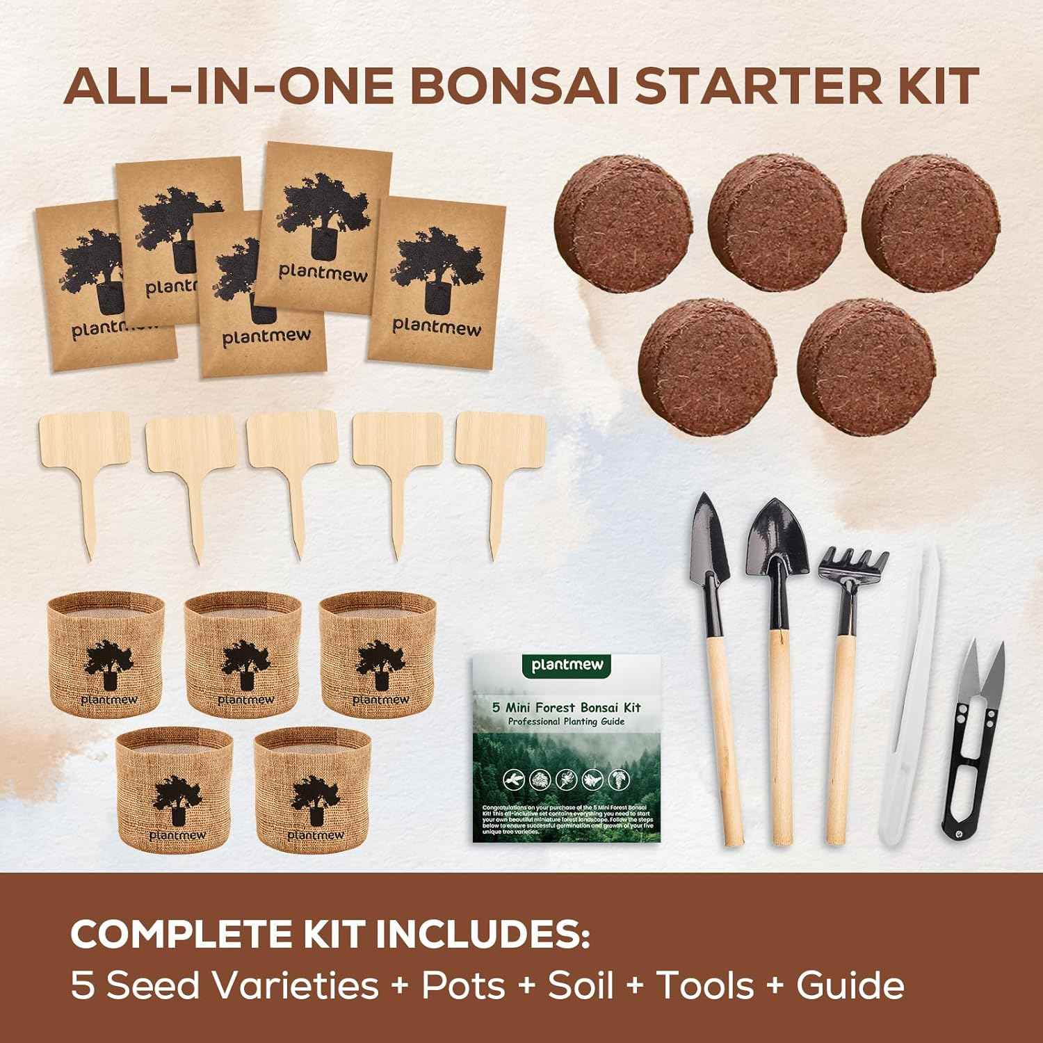 Christmas Gifts & Crafts for Adults - Bonsai Tree Starter Kit with 5 Unique Japanese Trees | Complete DIY Gardening Kit for Birthday | Gifts for Women, Men, Mom, Dad, Plant Lovers