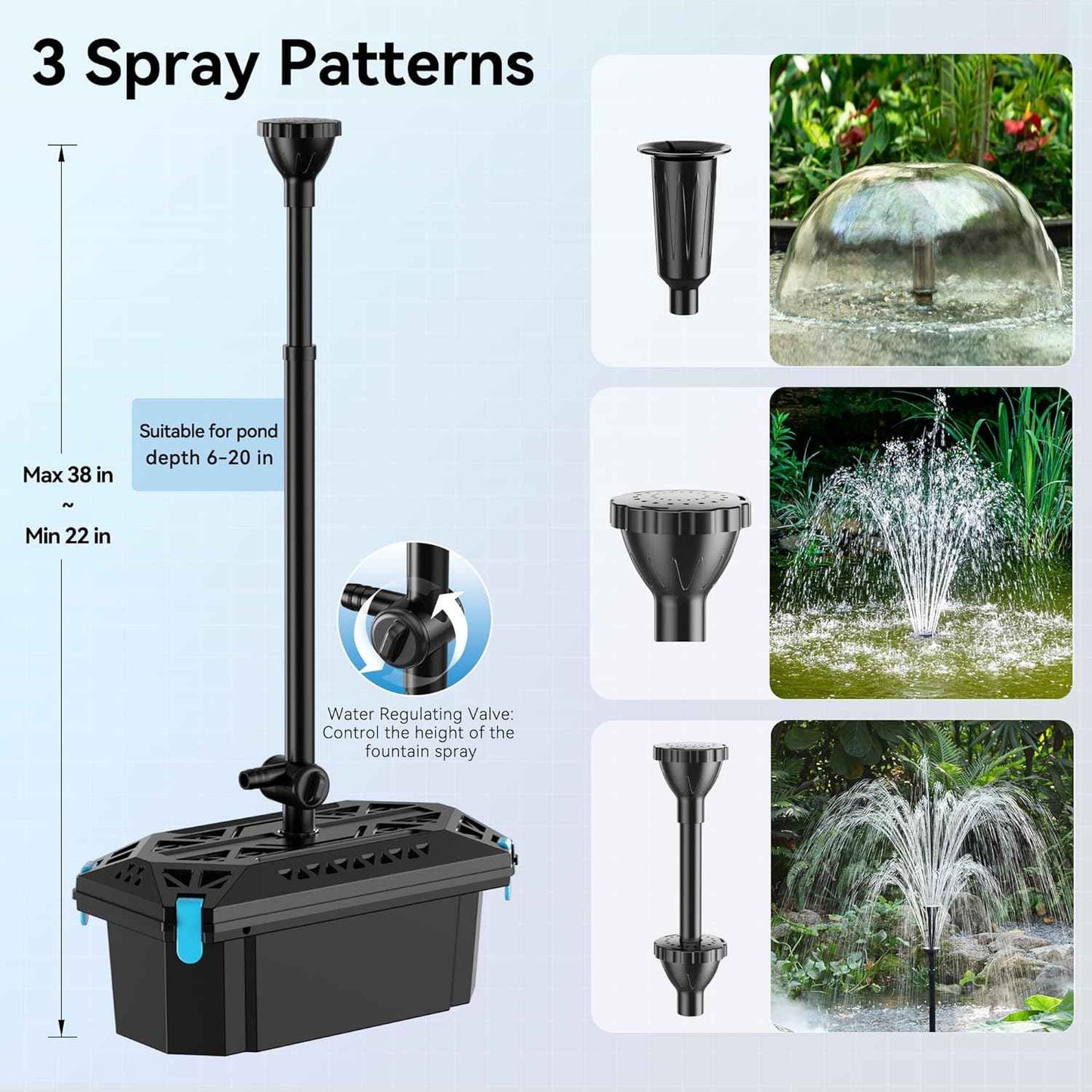 NFESOLAR 50W Solar Pond Filter Fountain, 580 GPH Water Pump, 10 FT Extension Cord, Solar Fountain Pump with Pond Filter Box Outdoor for Koi Ponds Water Feature