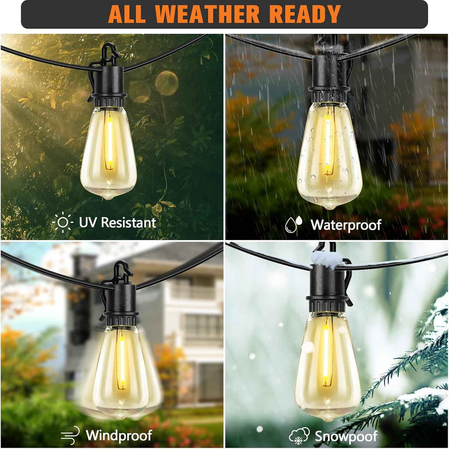 100FT Solar String Lights ourdoor Waterproof,Patio Lights Solar Powered with Remote,ST38 32 Vintage Edison Bulbs,Solar lights Outdoor Waterproof, Outside powered Hanging Lights for patio furniture set