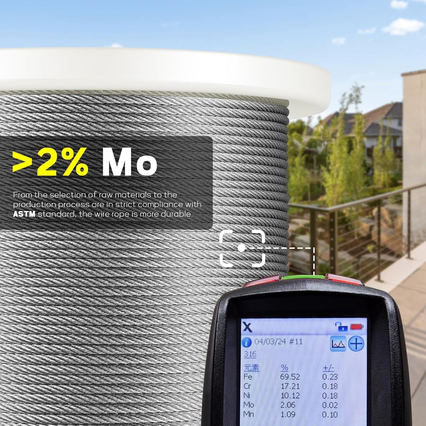 300FT 1/8" T316 Stainless Steel Cable, Wire Rope Aircraft Cable for Deck Cable Fence Railing Kit, and DIY Balustrades, 7x7 Strands Construction, Comes with a Cutter