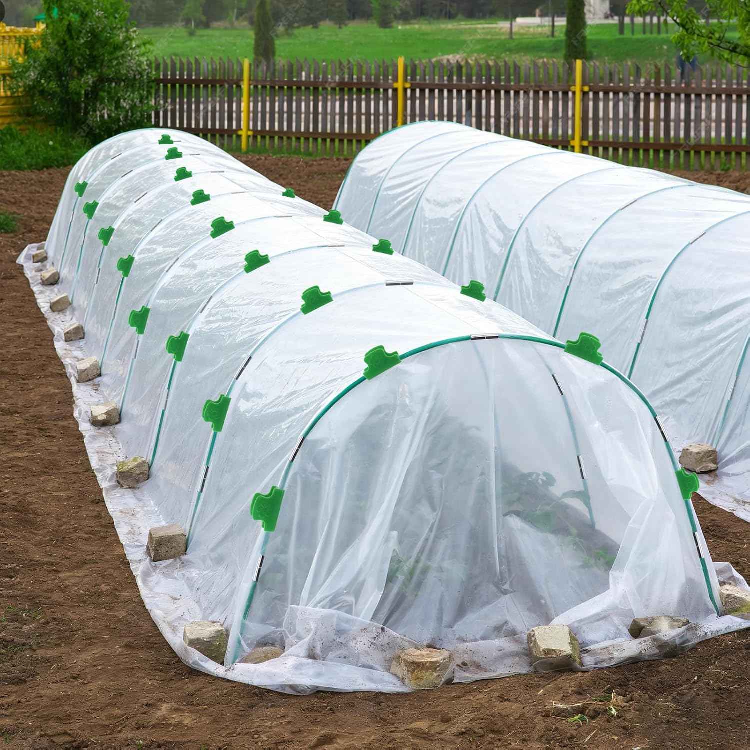 Garden Hoops for Raised Beds, 36 Pcs Greenhouse Hoops Grow Tunnel, Detachable Hoop House Frame for Greenhouse Support, Garden Netting, Plant Covers,18 Clips