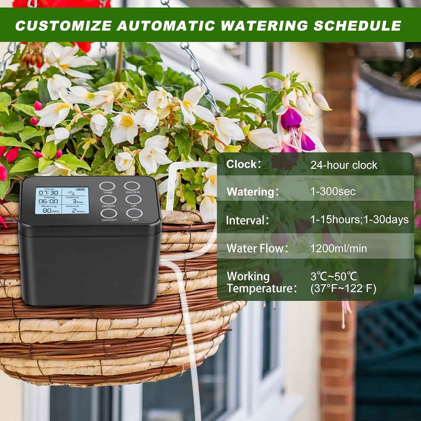 Automatic Plant Waterer Indoor: Drip Irrigation System with Large Display, Easy Programming, Vacation Plant Watering Devices for 15 Potted Plants, New Upgraded Christmas Tree Watering System