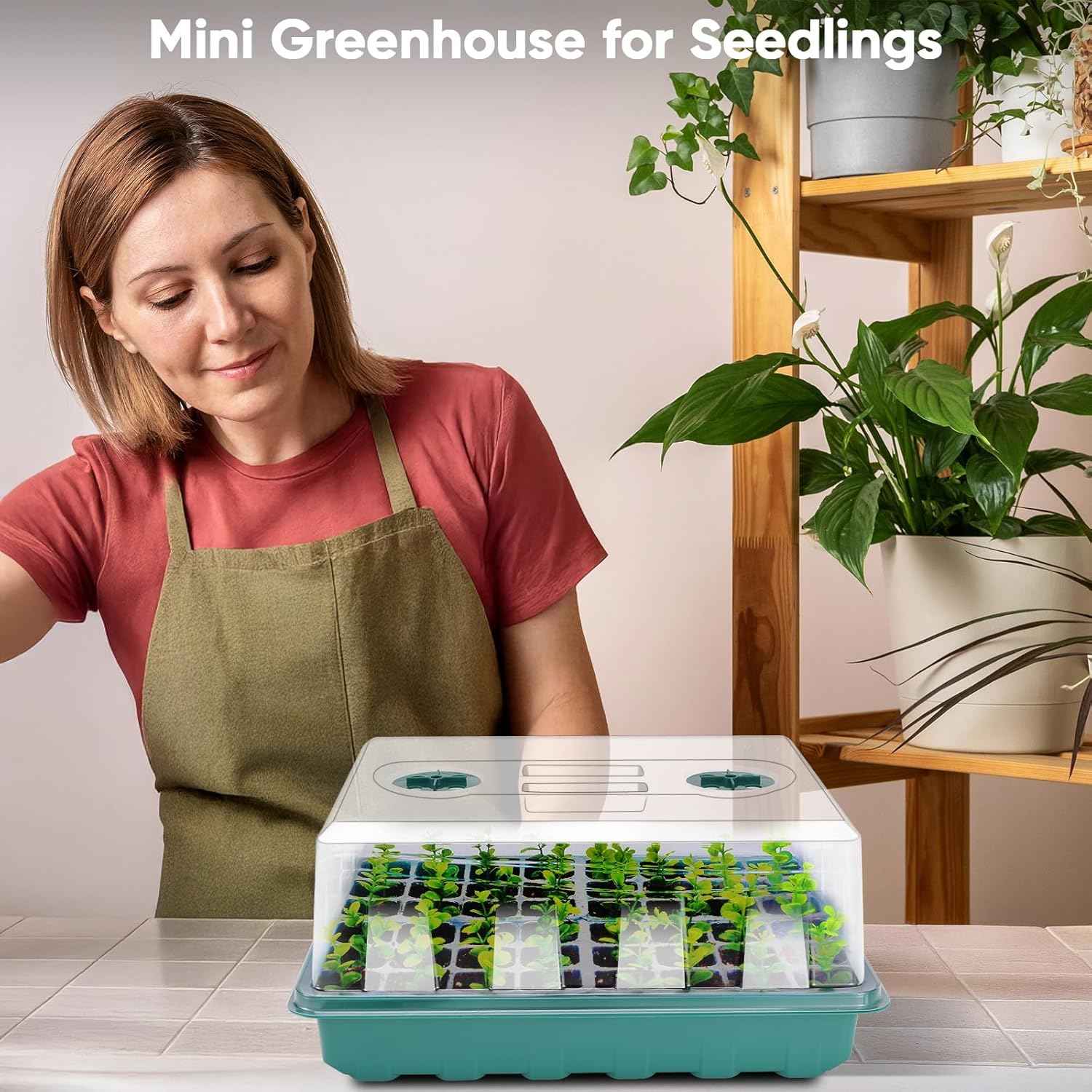 192 Cell Seed Starter Tray, Seed Starter Kit with Adjustable Humidity Dome, Seed Starting Trays Plant Starter Kit for Seeds Growing Starting, Indoor Gardening, Greenhouse