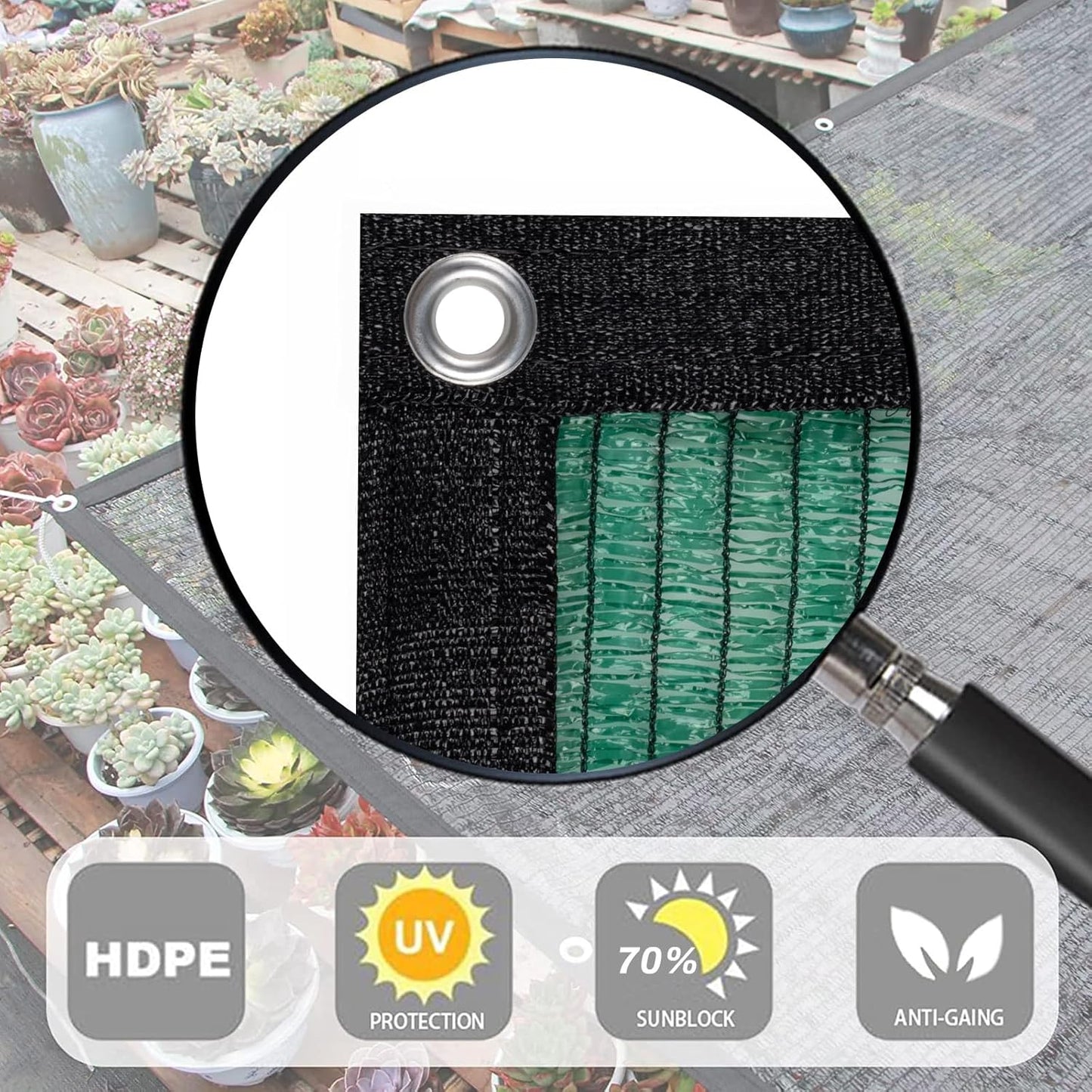 LOVE STORY 6x8FT 70% Green Shade Cloth Sun Shade Net with Grommets Sunblock Net Mesh Tarp for Garden,Plants Cover,Greenhouse and Patio