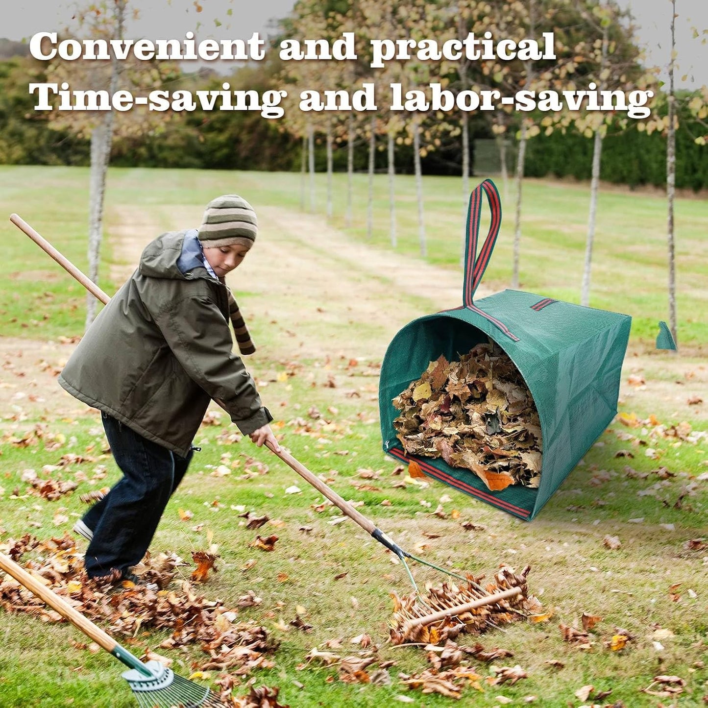4-Pack leaf collectors,Large Yard Dustpan-Type 53-Gallon Garden Bag for Collecting Leaves，Reuseable Heavy Duty lawn and leaf bags，Garden Waste Container for Clean Up Outdoor Debris Grass Clippings
