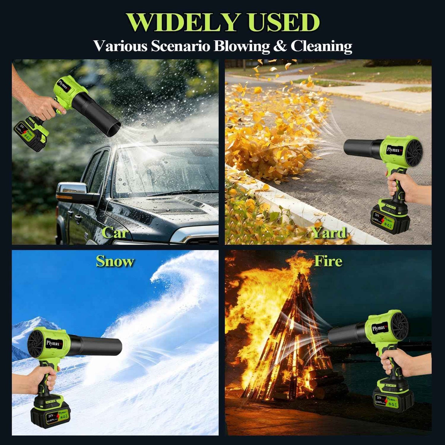 Cordless Leaf Blower, 800,000 RPM Electric Leaf Blower, Handheld Leaf Blower Cordless with 2×4.0Ah Batteries & Charger,Air Blower with 2-Speed Nozzles for Patio,Lawn Care,Dust,Snow & Car Drying