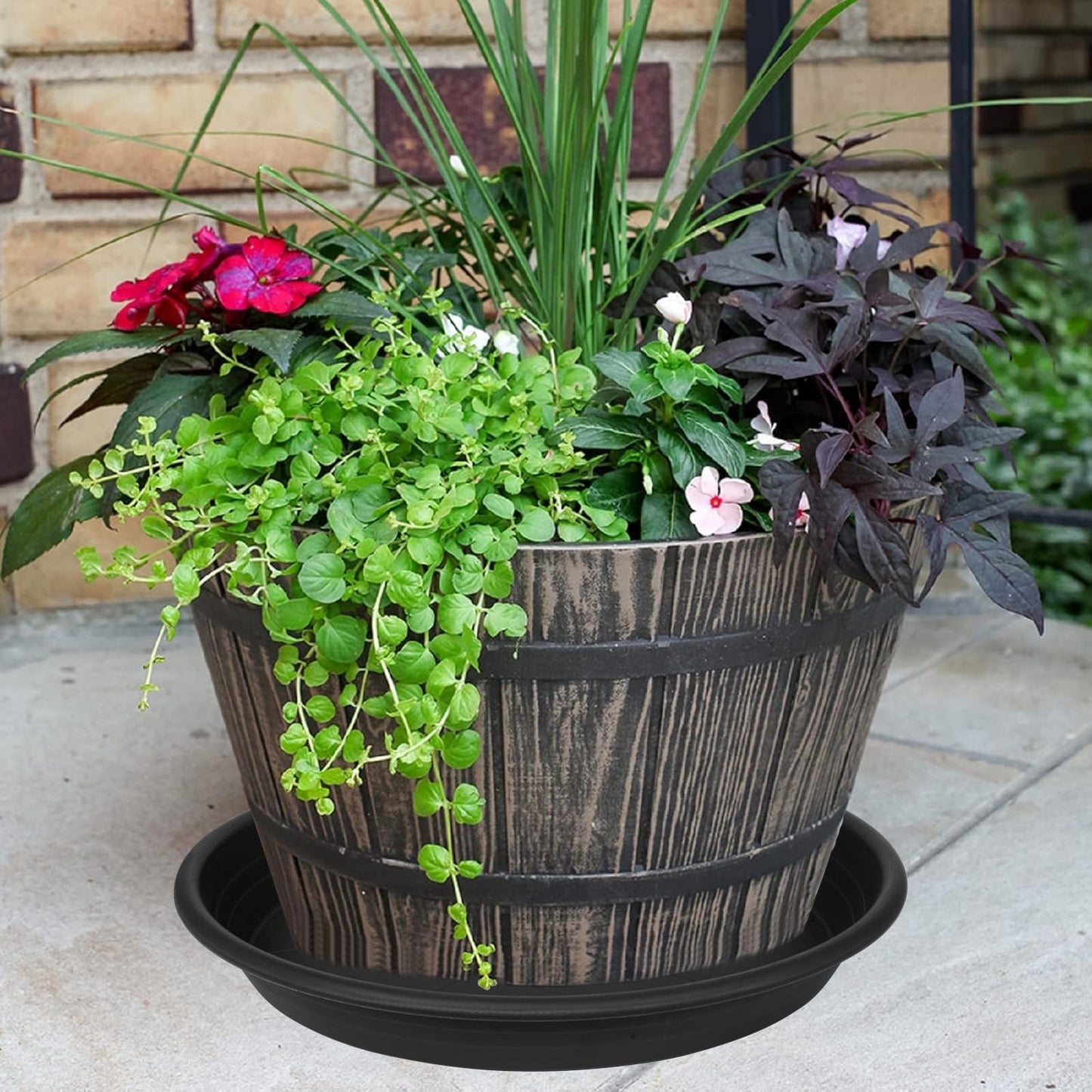 2 Pack of 19 inch Plant Saucer, 2.4" Depth Large Plant Saucer, Heavy Sturdy Plant Drainage Tray for Indoors, Bird Bath Bowls, Sturdy 18 inch Plastic Pot Tray for Planter 15-19"(Black)