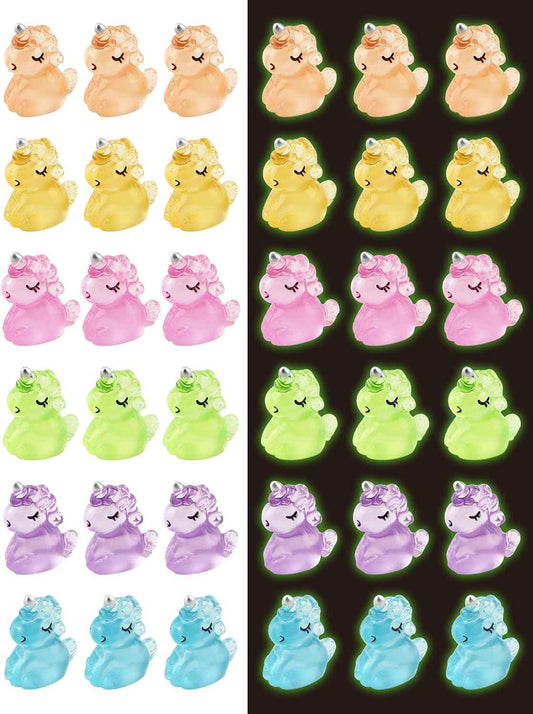 100 PCS Luminous Mini Resin Unicorn Figurines, Tiny Unicorn Miniature Figurines Glow in The Dark for DIY Cake Ornaments, Garden, Landscape, Birthday Party, Room Crafts Decor