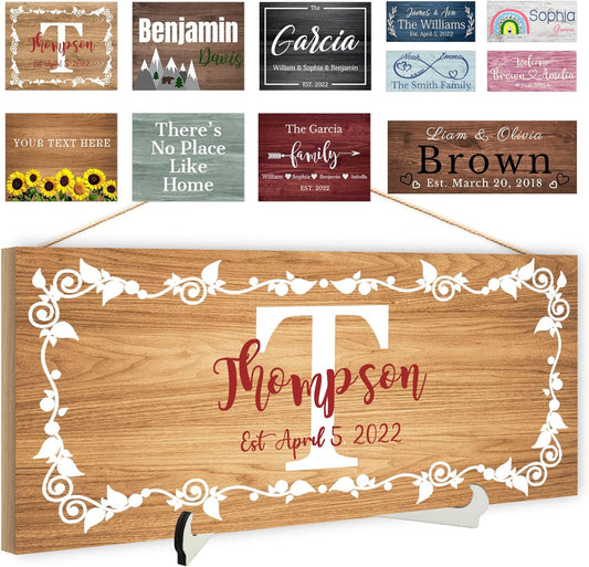 Custom Wood Sign Prsonalized Text Business Home Decor, Personalized Rustic Plaque Board Hanging Wooden Name Sign for Wall Art, Customized Signs Plank Decoration Gifts for Wedding Family Farmhouse Kitchen, Rectangle