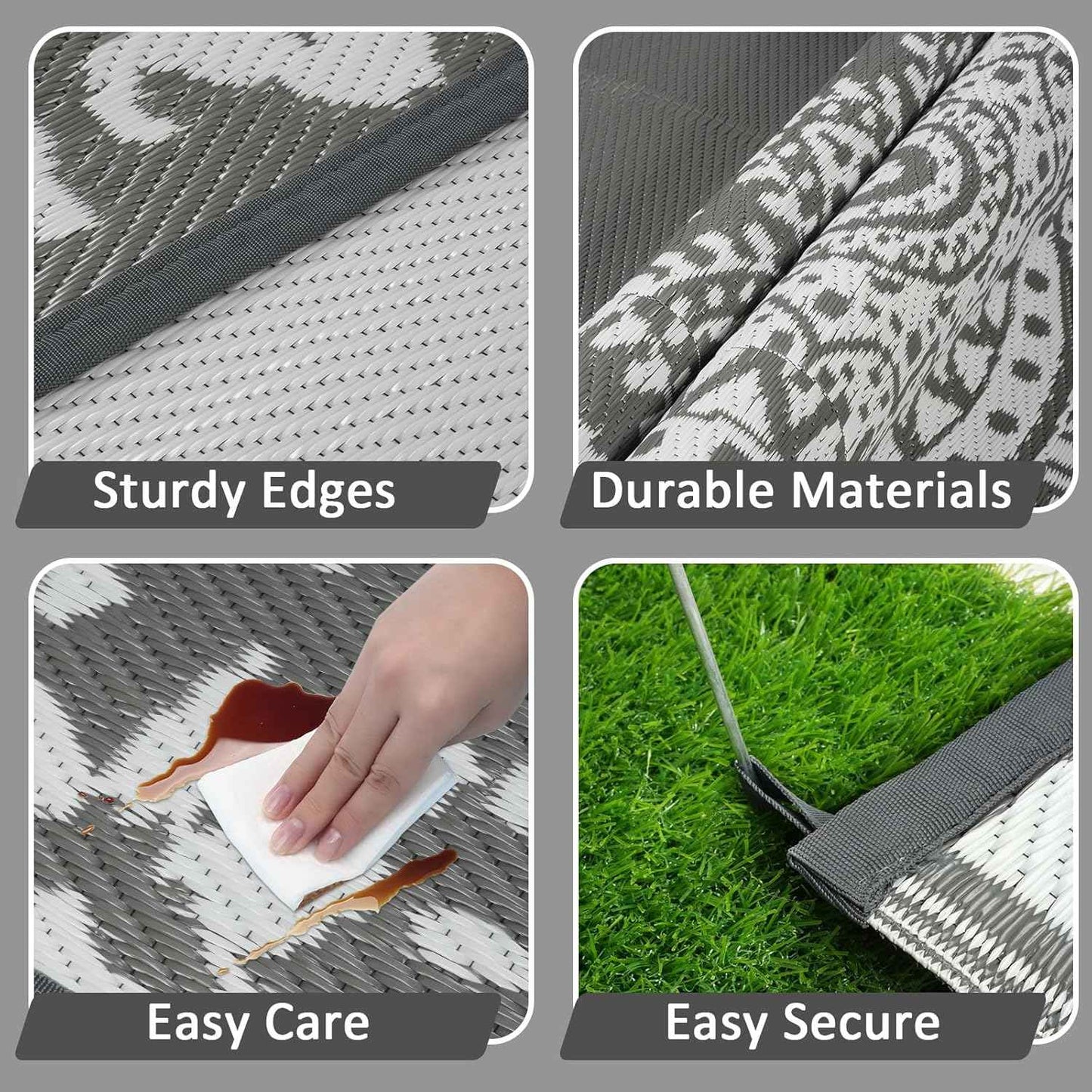 famibay Outdoor Rug Waterproof 5x8 ft, Reversible Outdoor Plastic Straw Rug, UV-Resistant Patio Rug Lightweight Portable RV Mat Indoor Outdoor Carpet for Camping, Balcony, Deck, Backyard, Picnic