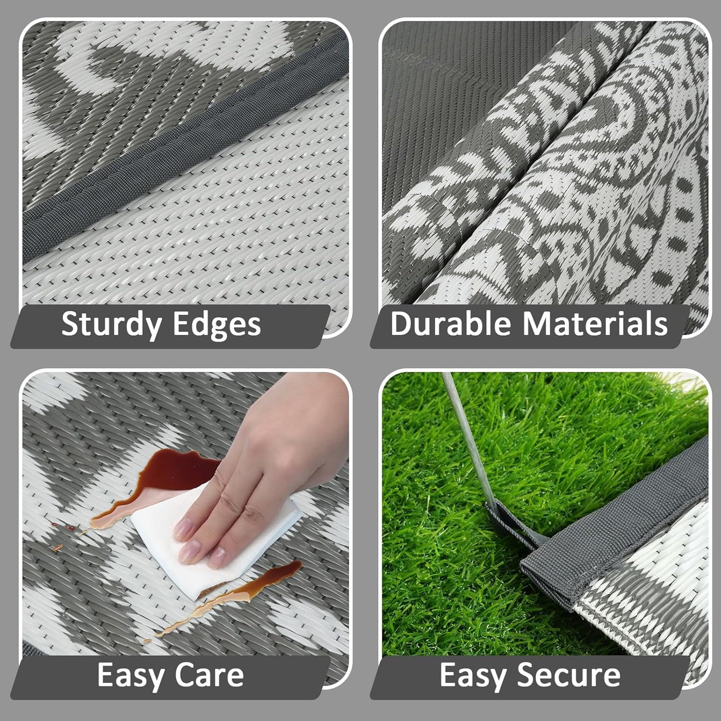 famibay Outdoor Rug Waterproof 8x10 ft, Reversible Large Outdoor Plastic Straw Rug, UV-Resistant Patio Rug Portable RV Mat Indoor Outdoor Carpet for Camping, Balcony, Deck, Backyard, Picnic