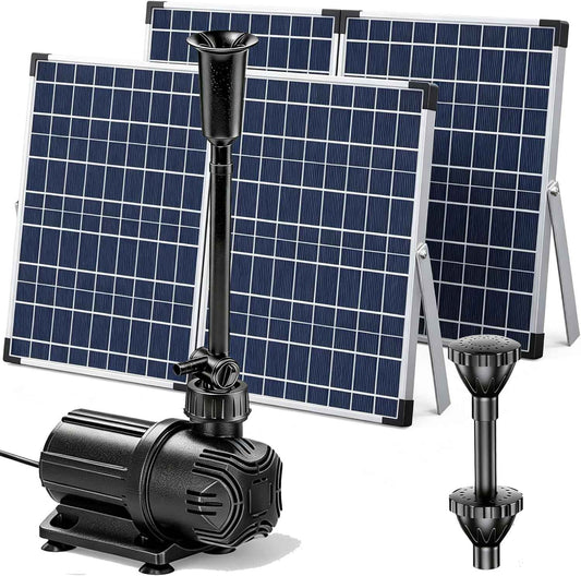 Antfraer 100W Solar Pond Pump, 1200GPH Solar Powered Water Fountain Pump with 3 Spray Nozzles, Solar Waterfall Pump & Solar Pond Aerator for Medium-Large Koi Pond Outdoor Garden Water Feature