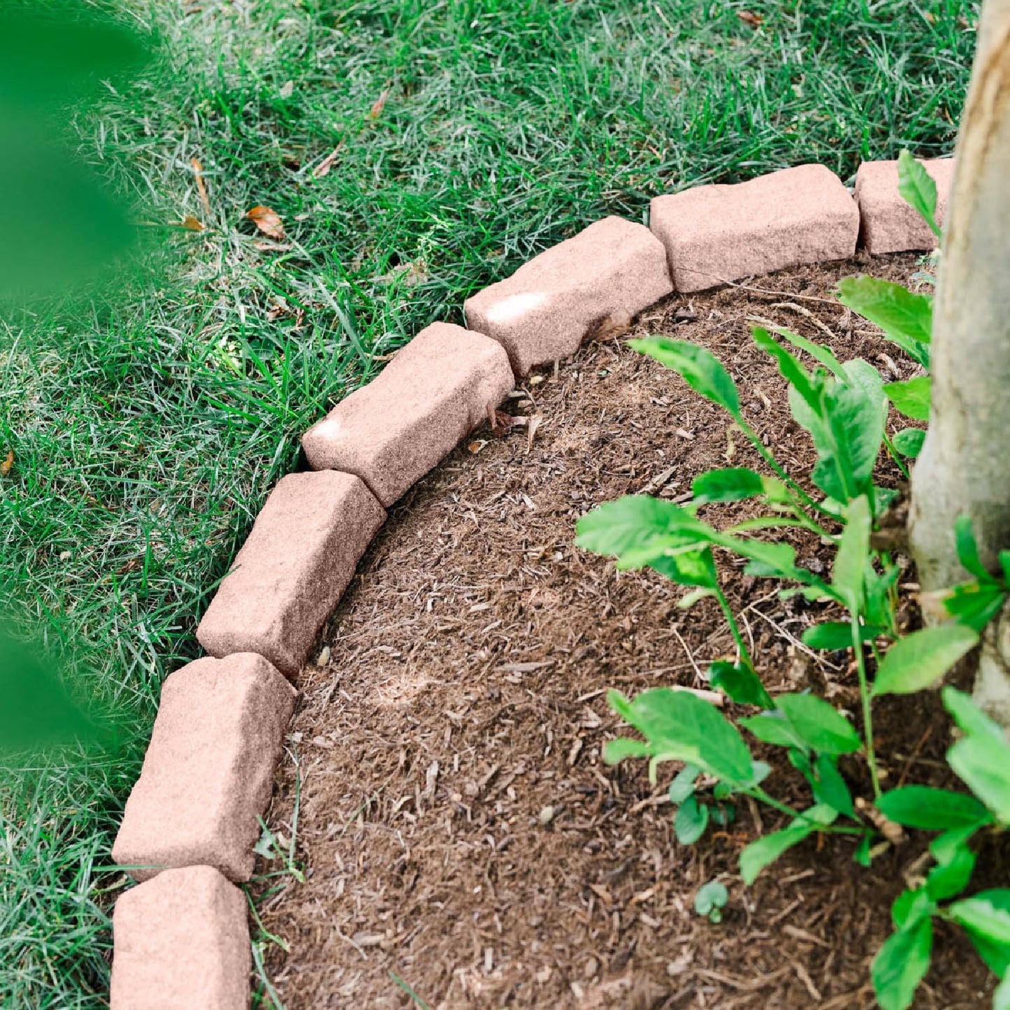 Beuta Landscape Edging | Garden Edging Border | Faux Stone Bricks for Lawn edging, Flower beds, Pathways & Yard Edging– 4 Packs | Each Section Has 6 Bricks 48"L x 4"W x 2.25"H | 12 Spikes |Sandstone