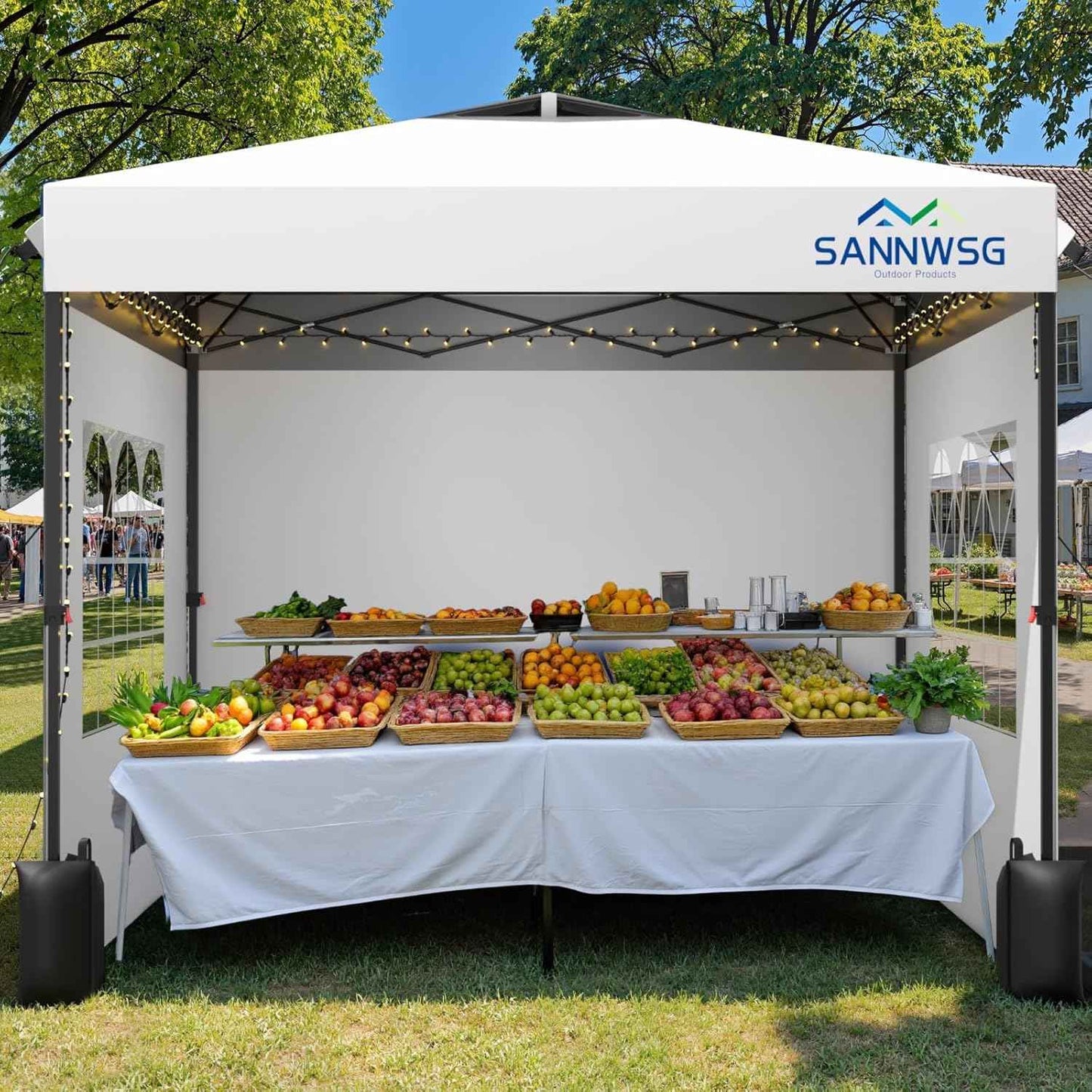 10X10 Pop Up Canopy Tent with 3 Sidewalls,Easy Up Canopy,Commercial Instant Shelter,Heavy Duty One Person Set Up Event Tent,White