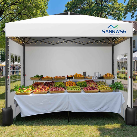 10X10 Pop Up Canopy Tent with 3 Sidewalls,Easy Up Canopy,Commercial Instant Shelter,Heavy Duty One Person Set Up Event Tent,White