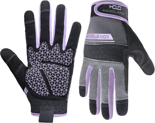 HANDLANDY Women Safety Work Gloves Utility Touch Screen Working Grip Glove for Yardwork Gardening Breathable Mechanic Gloves