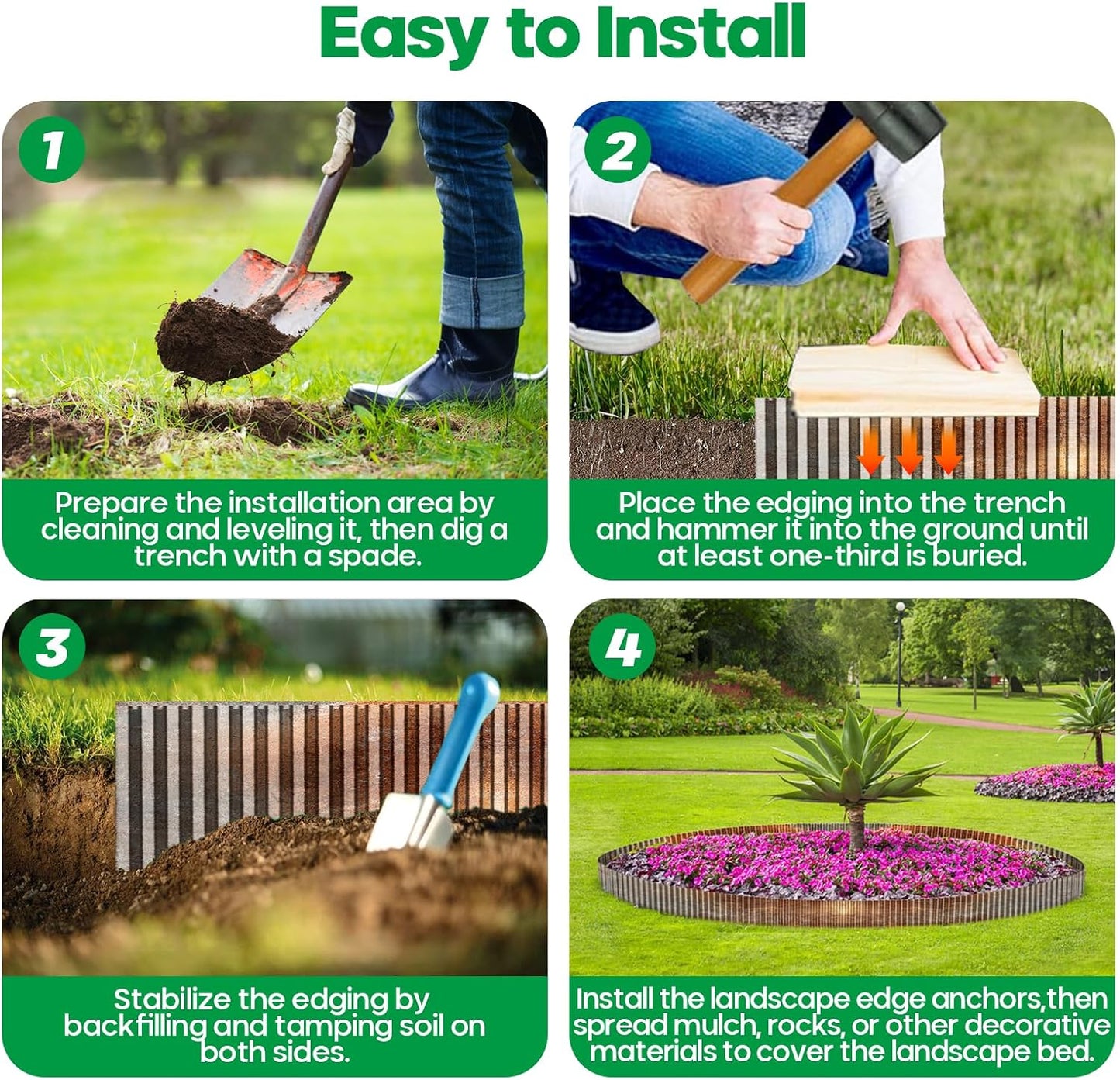 Corrugated Metal Garden Edging, Sturdy Tall Landscape Edging Borders, Perfect DIY for Flower Beds, Lawn and Pathway, Tree Surrounds, Paver Edges (Pre-Rusted, 6"×20FT)