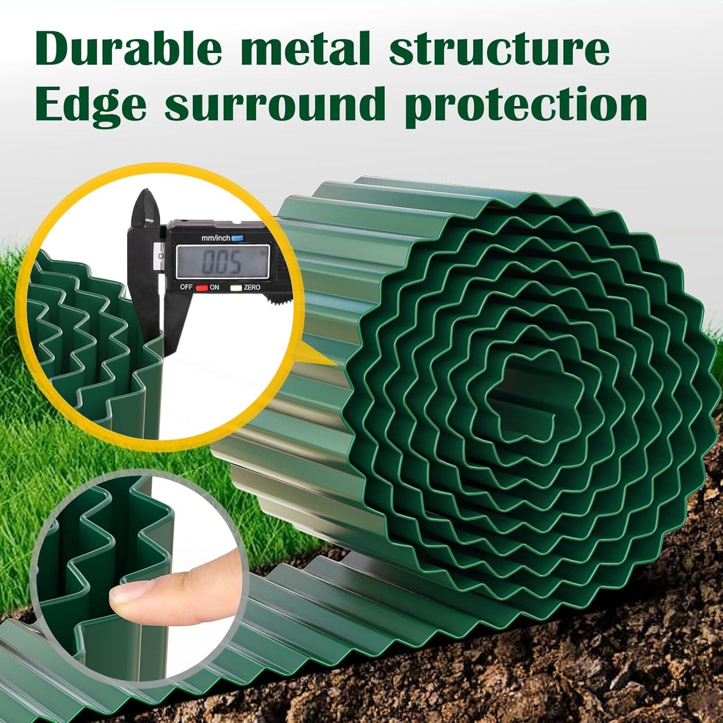 LAVEVE Corrugated Metal Garden Edging 6" x 20Ft, Landscape Edging Border for Lawn, Flower Bed, Garden Fence, Paver Edging (Green)
