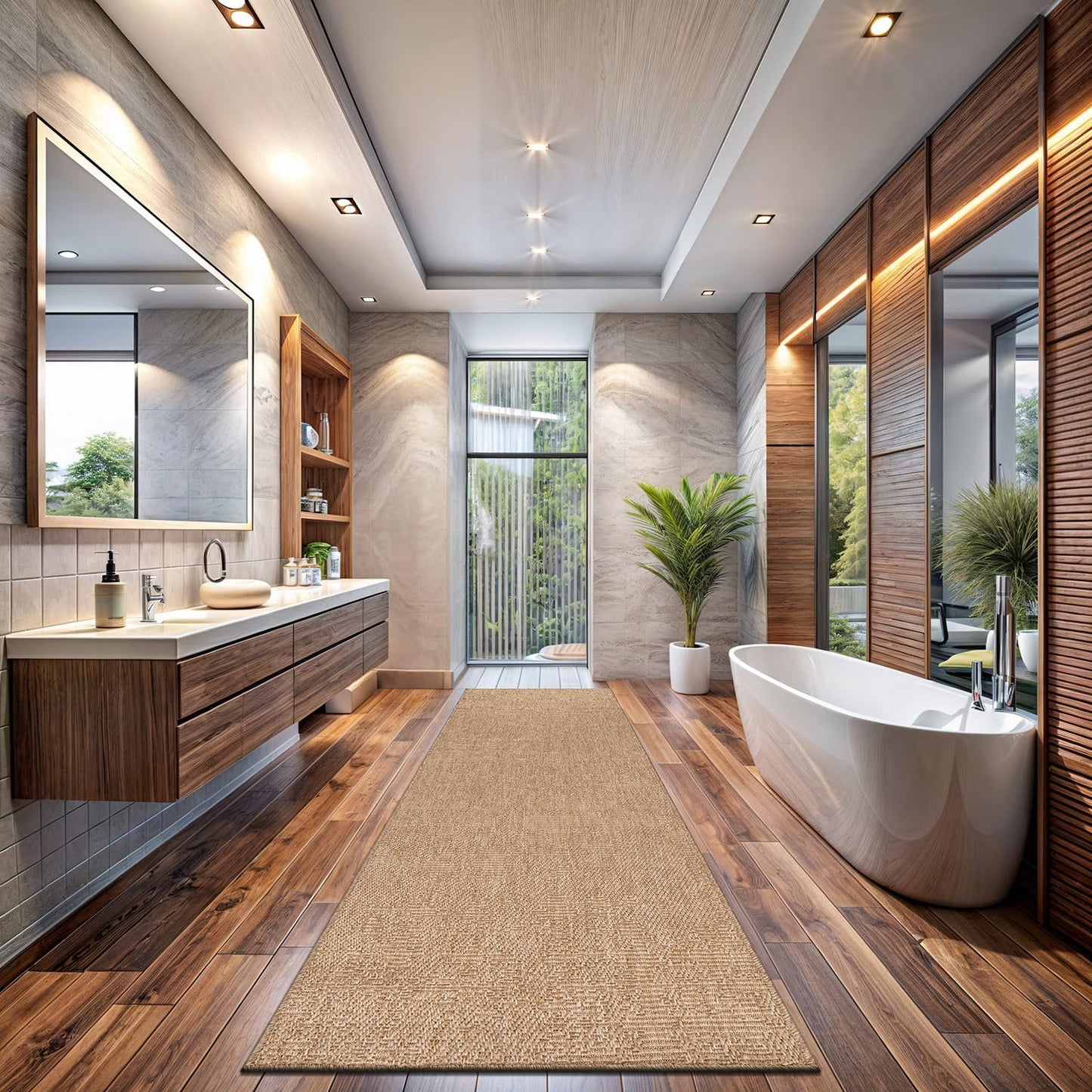 Washable Easy Jute Rug 2x7, Indoor Outdoor Runner Rugs, Natural Color Farmhouse Area Rugs for Living Room, Kitchen Rug High Traffic Area, Easy to Clean Solid Boho Woven Design Carpet (2 X 7 Natural)